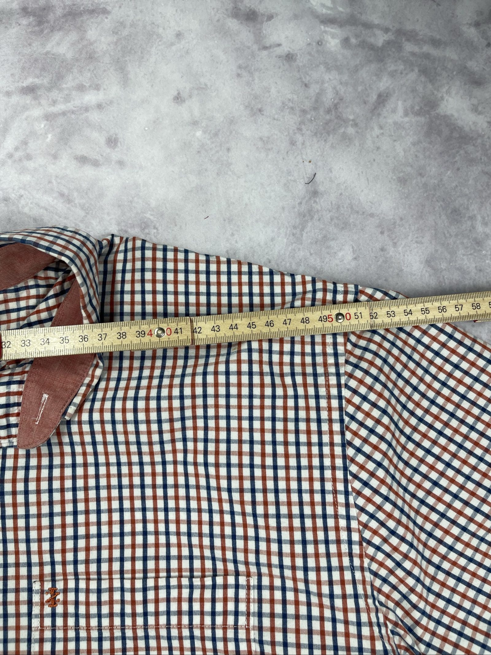 IZOD Men's Brown & Blue Checked Short Sleeve Shirt XL image 7