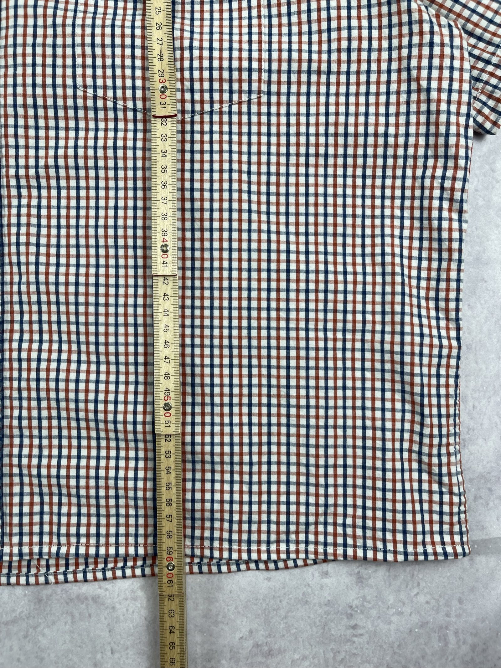 IZOD Men's Brown & Blue Checked Short Sleeve Shirt XL image 8