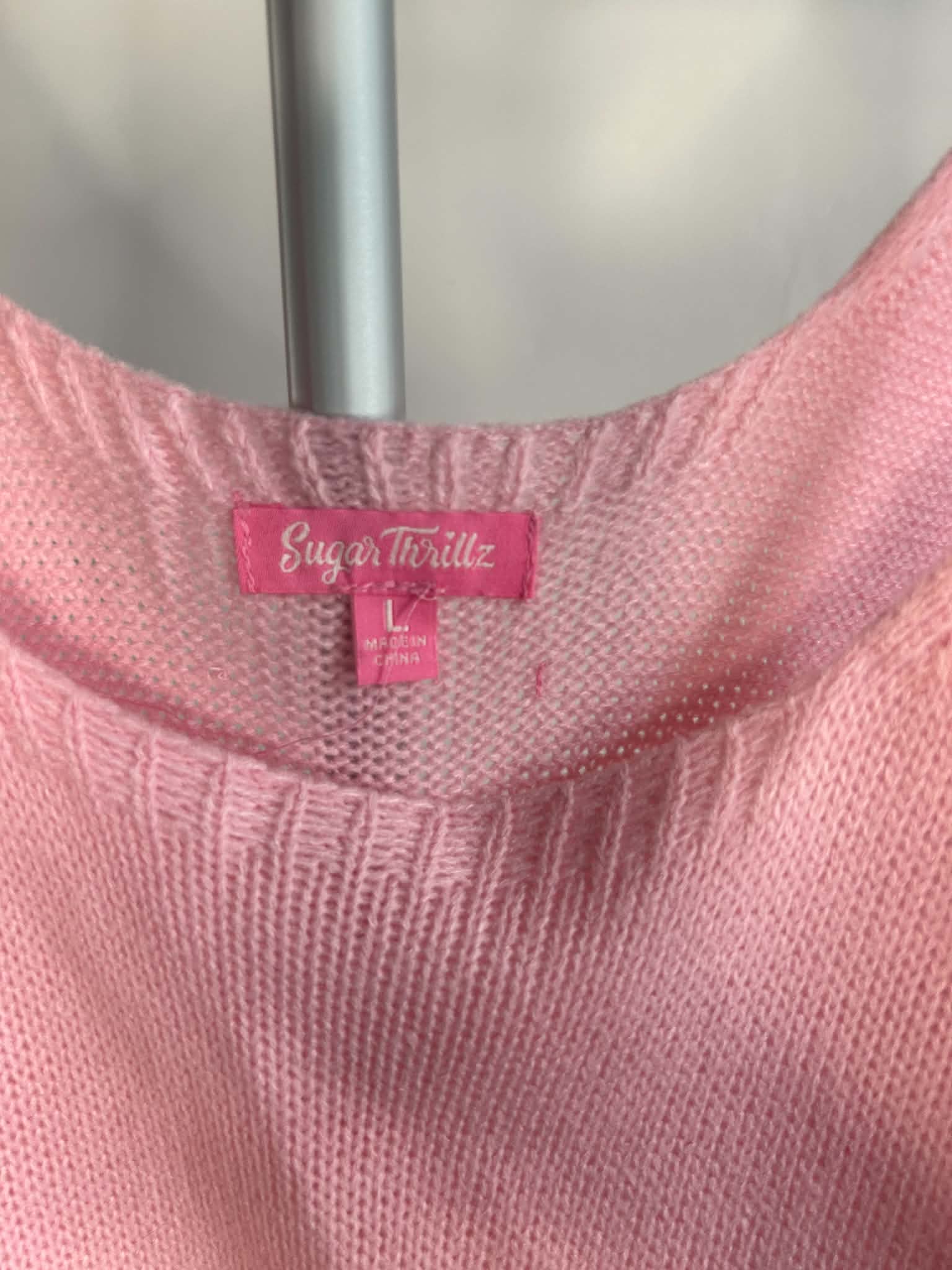 Sugar Thrillz Pink Bow Embellished knitted Crop vest and Cardigan Set Large image 3