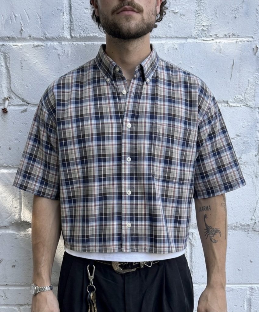 Haggar Men's Blue, Beige & Brown Plaid Short Sleeve Shirt 2XLT
