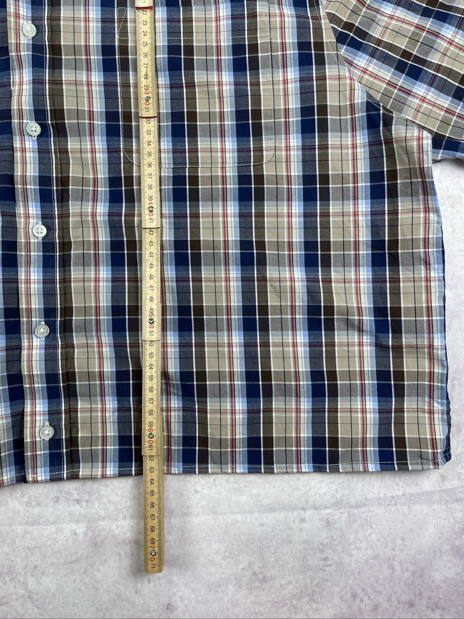 Haggar Men's Blue, Beige & Brown Plaid Short Sleeve Shirt 2XLT image 8