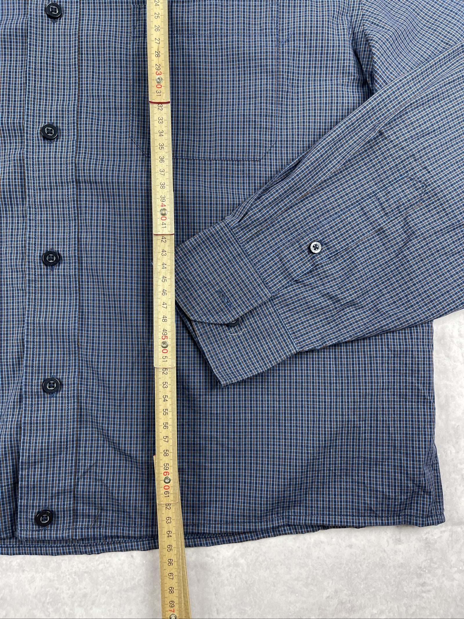 Haggar Men's Blue Checked Button-Up Shirt XL image 7