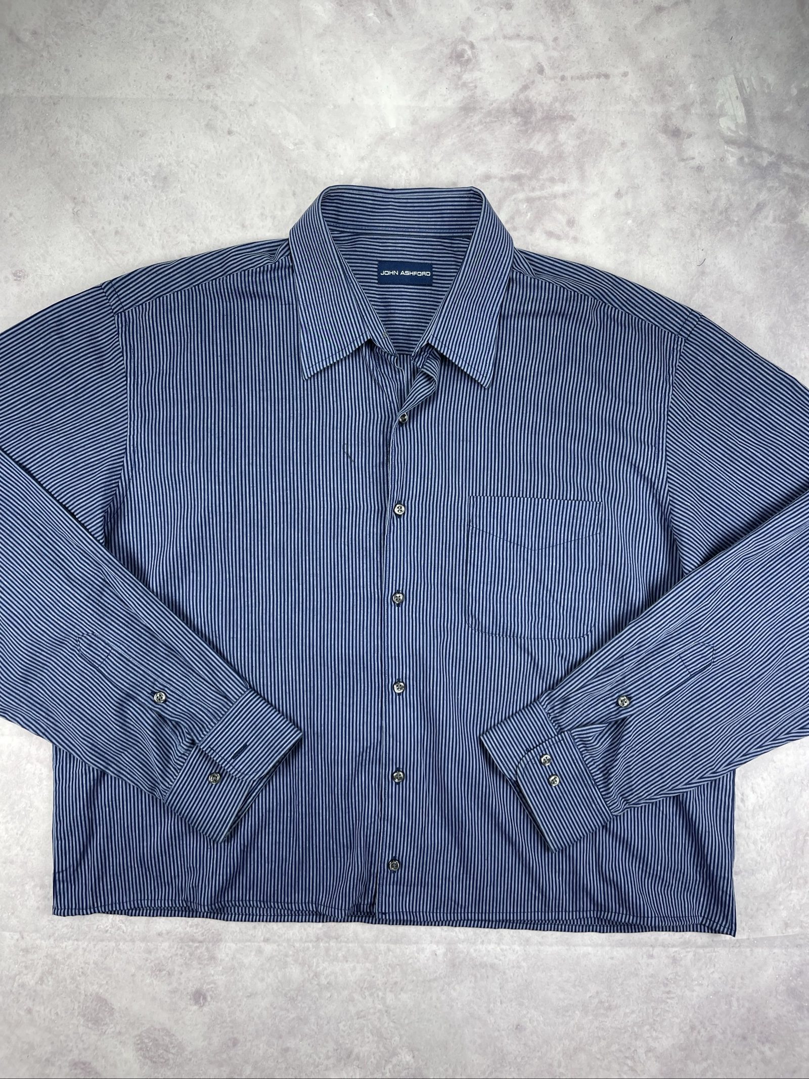 John Ashford Blue & Navy Striped Men's Dress Shirt Large image 2