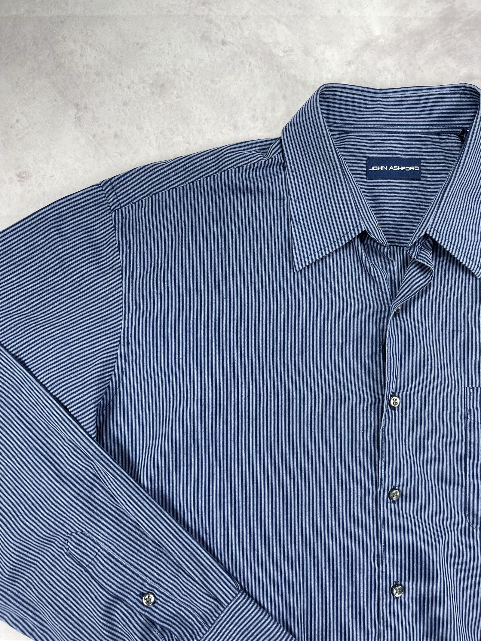 John Ashford Blue & Navy Striped Men's Dress Shirt Large image 5