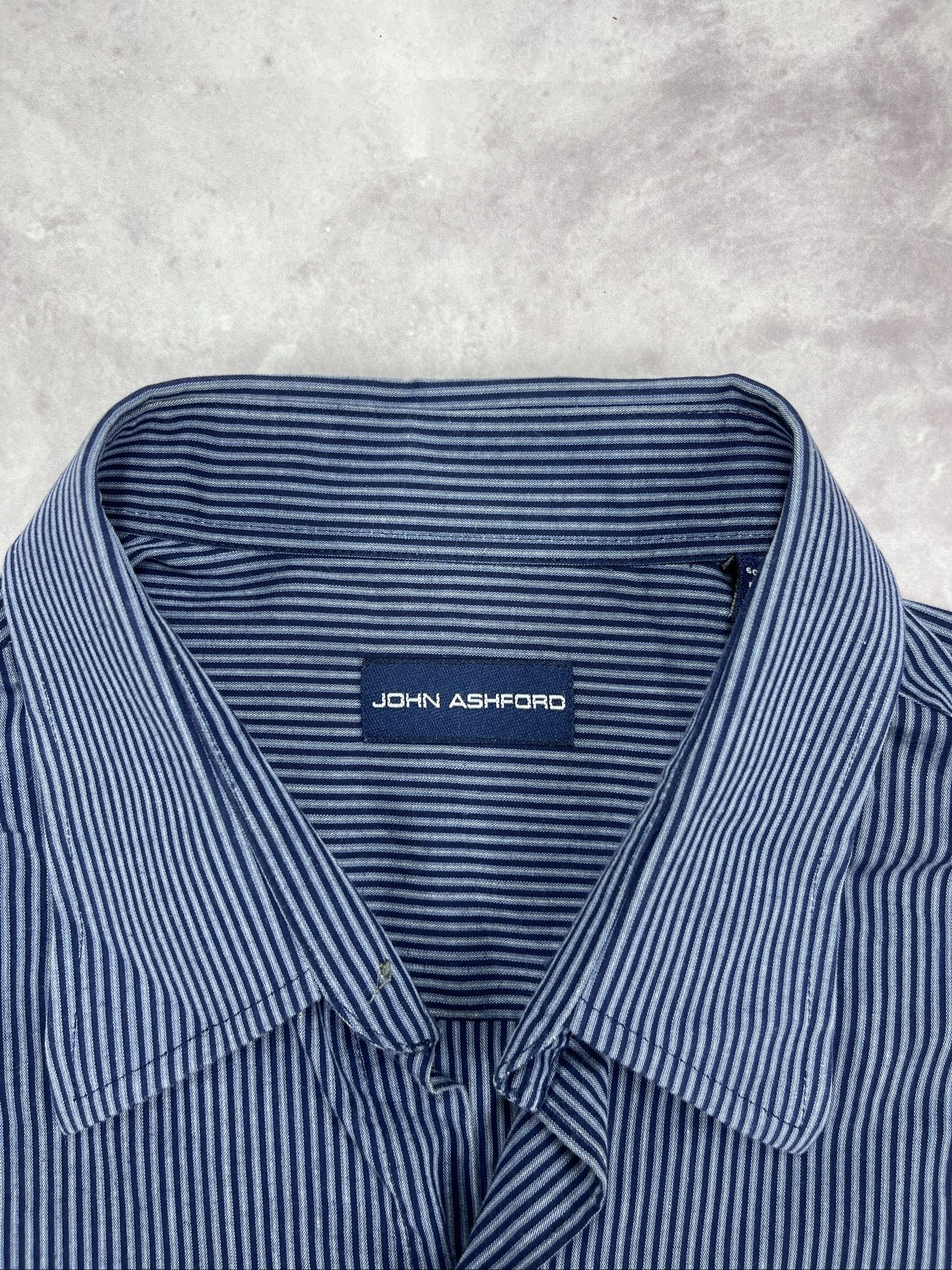 John Ashford Blue & Navy Striped Men's Dress Shirt Large image 7