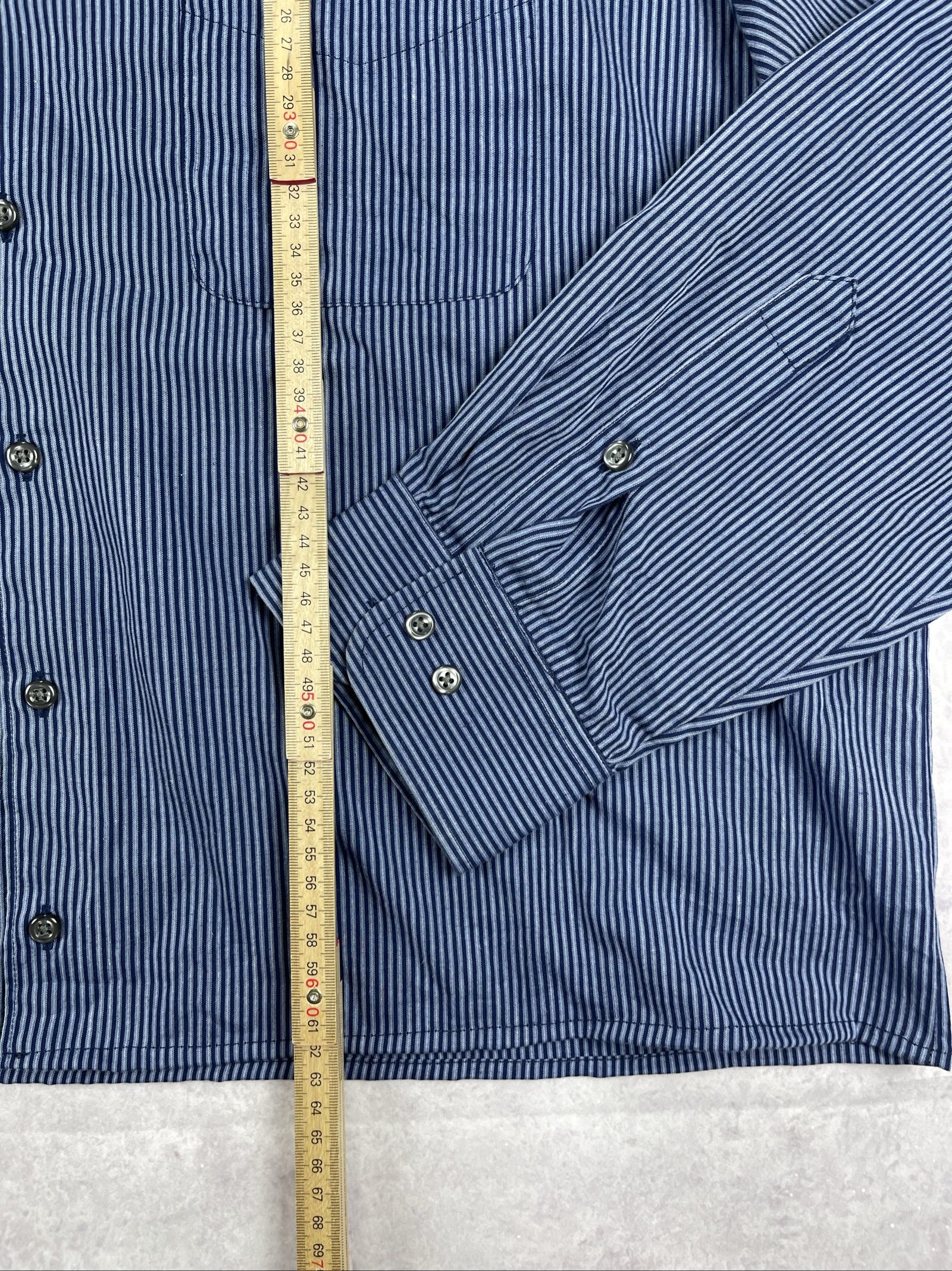 John Ashford Blue & Navy Striped Men's Dress Shirt Large image 9