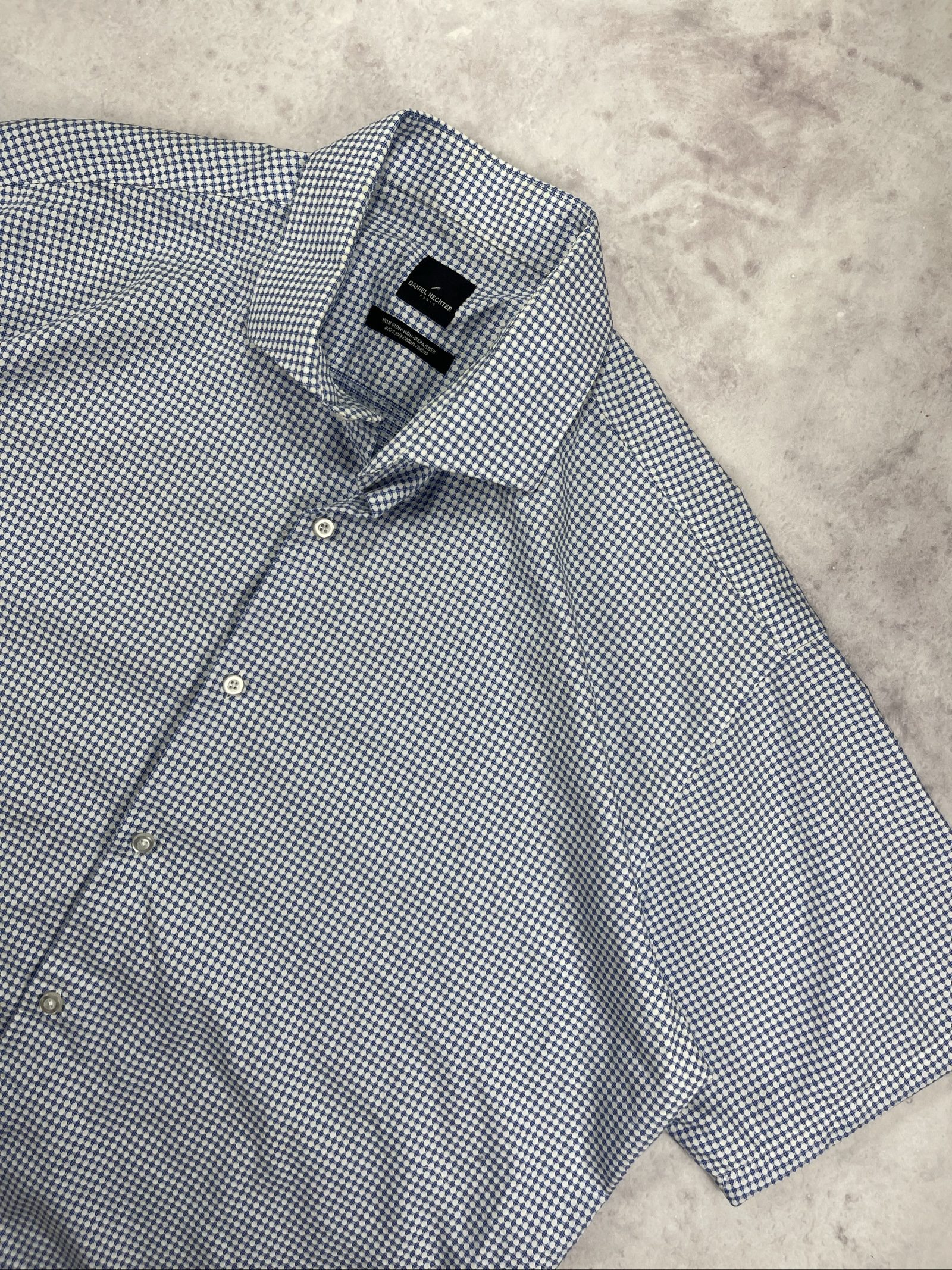 Daniel Hechter Blue & White Checkered Shirt Large Relaxed Fit image 2