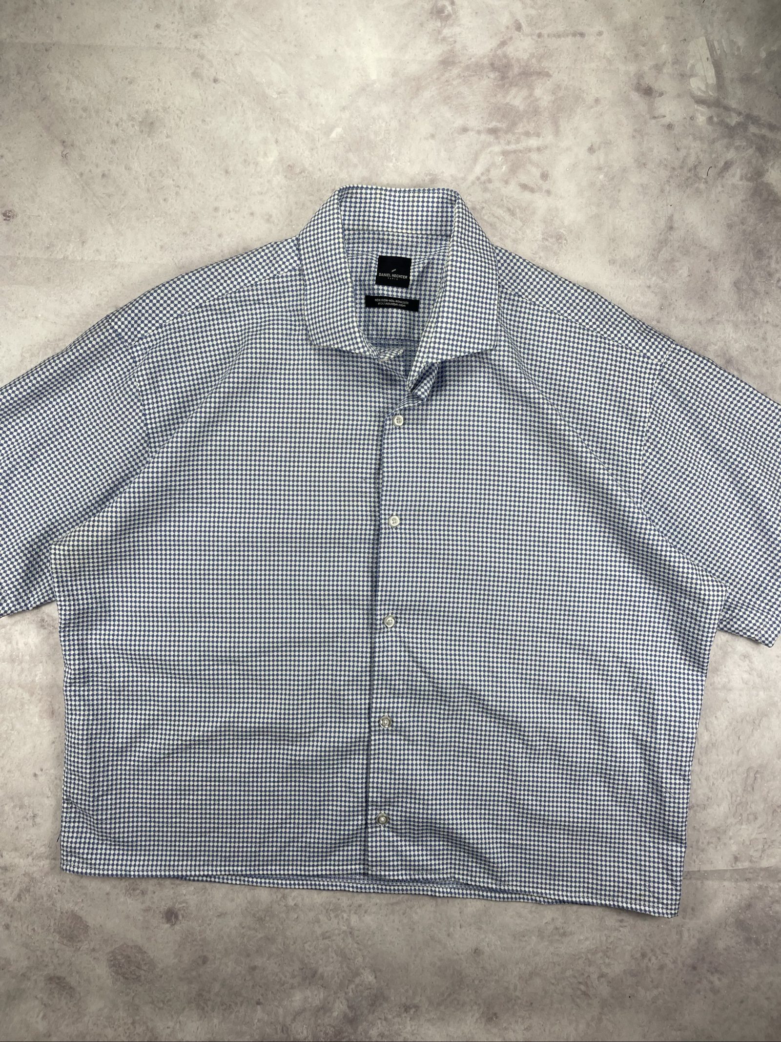Daniel Hechter Blue & White Checkered Shirt Large Relaxed Fit image 3