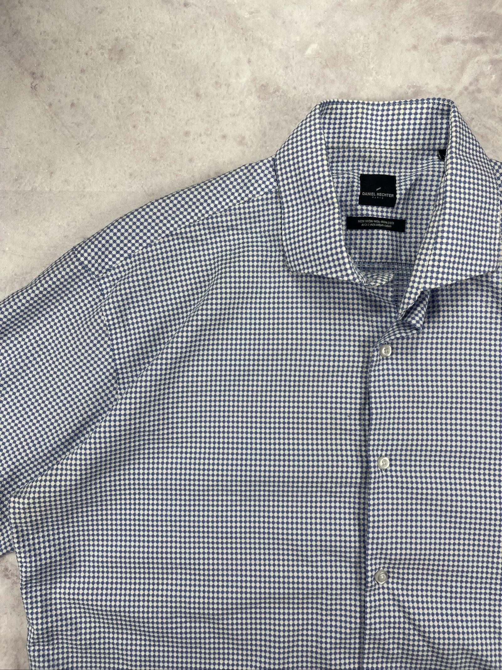 Daniel Hechter Blue & White Checkered Shirt Large Relaxed Fit image 4