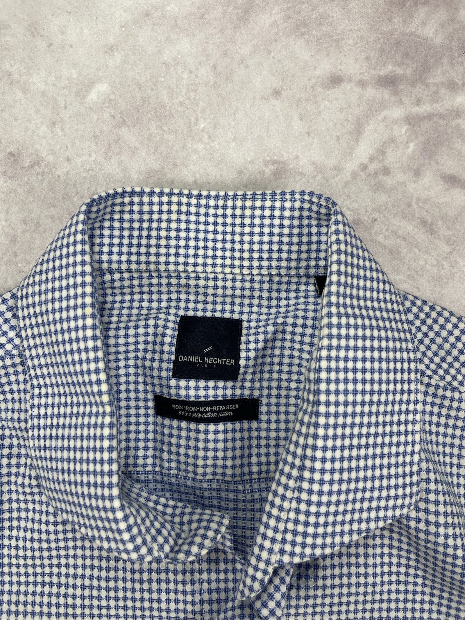 Daniel Hechter Blue & White Checkered Shirt Large Relaxed Fit image 6