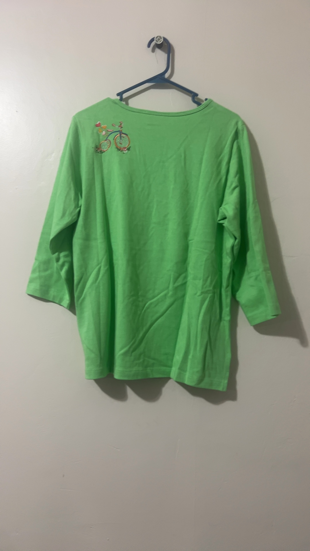 Quacker Factory Women's Green Embroidered Cotton Shirt Medium image 2