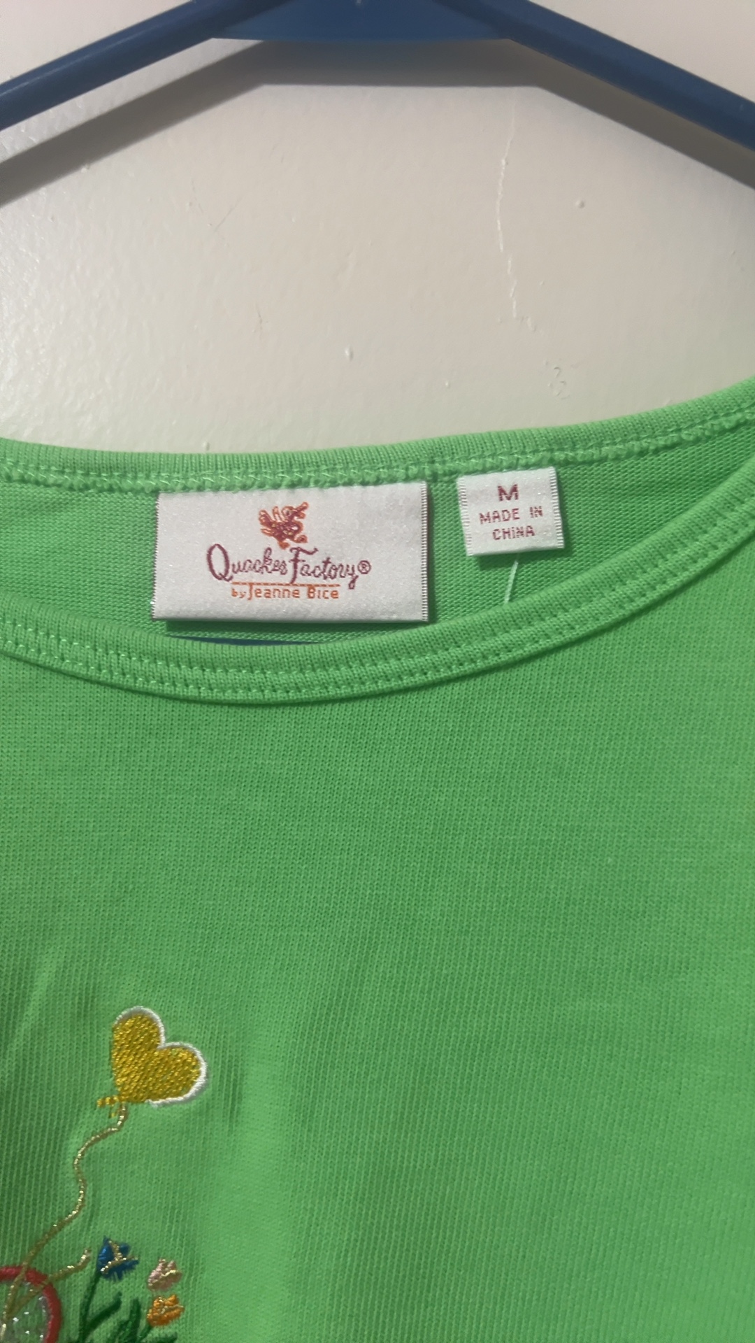 Quacker Factory Women's Green Embroidered Cotton Shirt Medium image 3