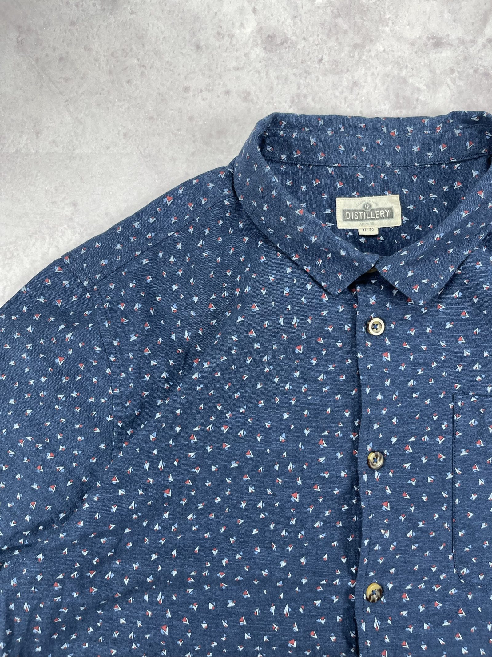 Distillery Blue Printed Button-Down Shirt XL image 4