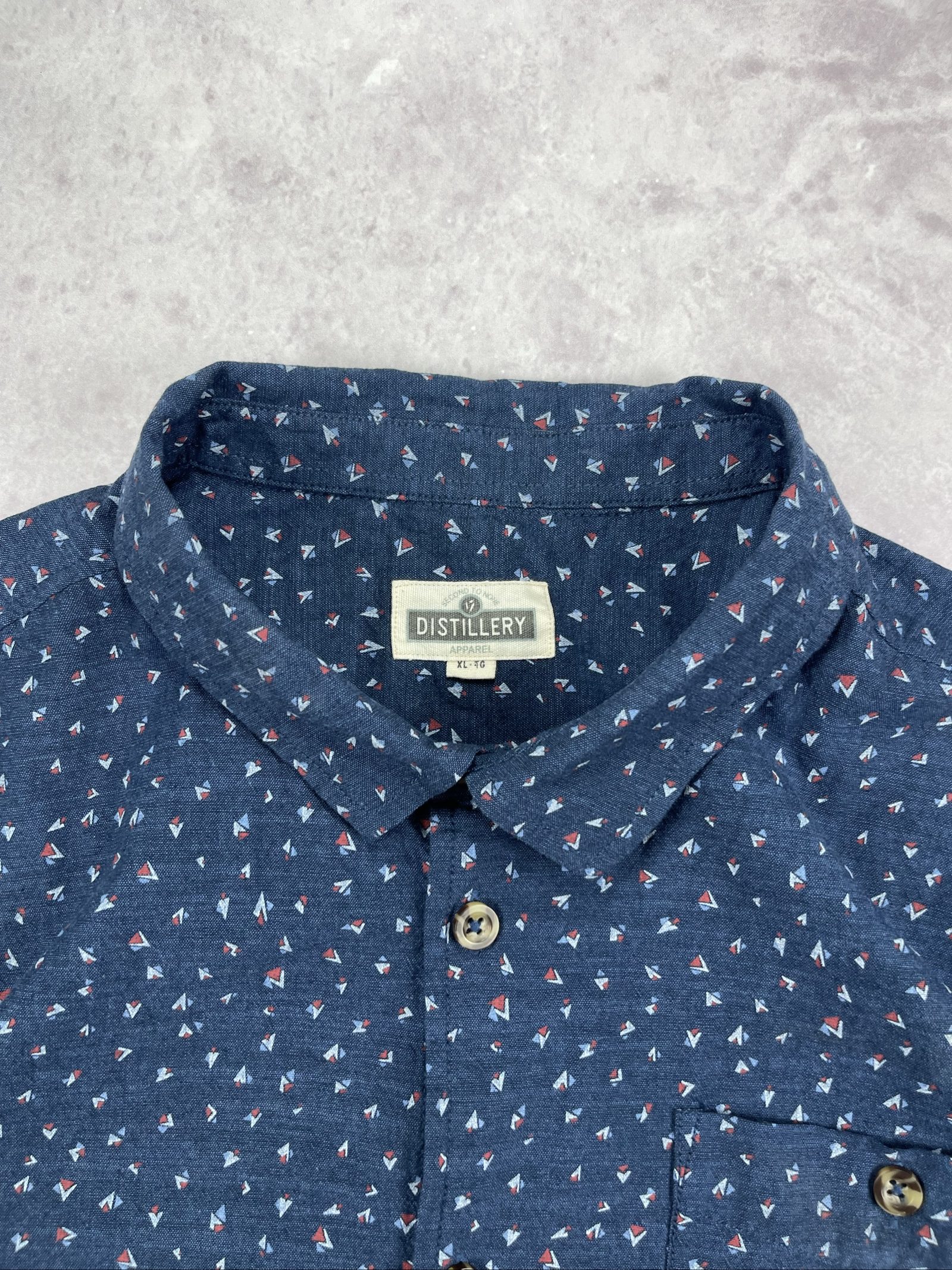 Distillery Blue Printed Button-Down Shirt XL image 5
