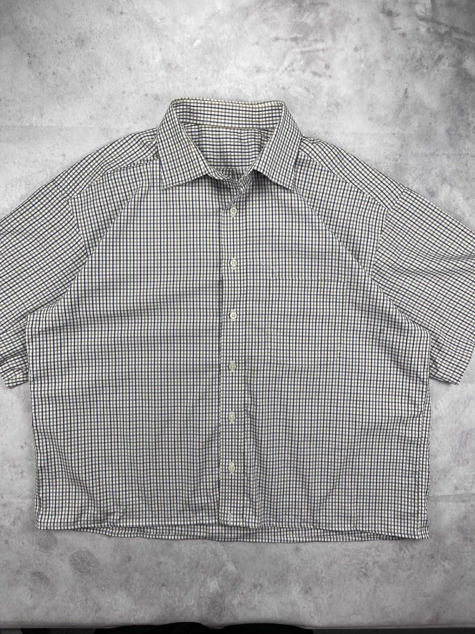 Vintage Checkered Short Sleeve Shirt Medium Cotton Blend image 2
