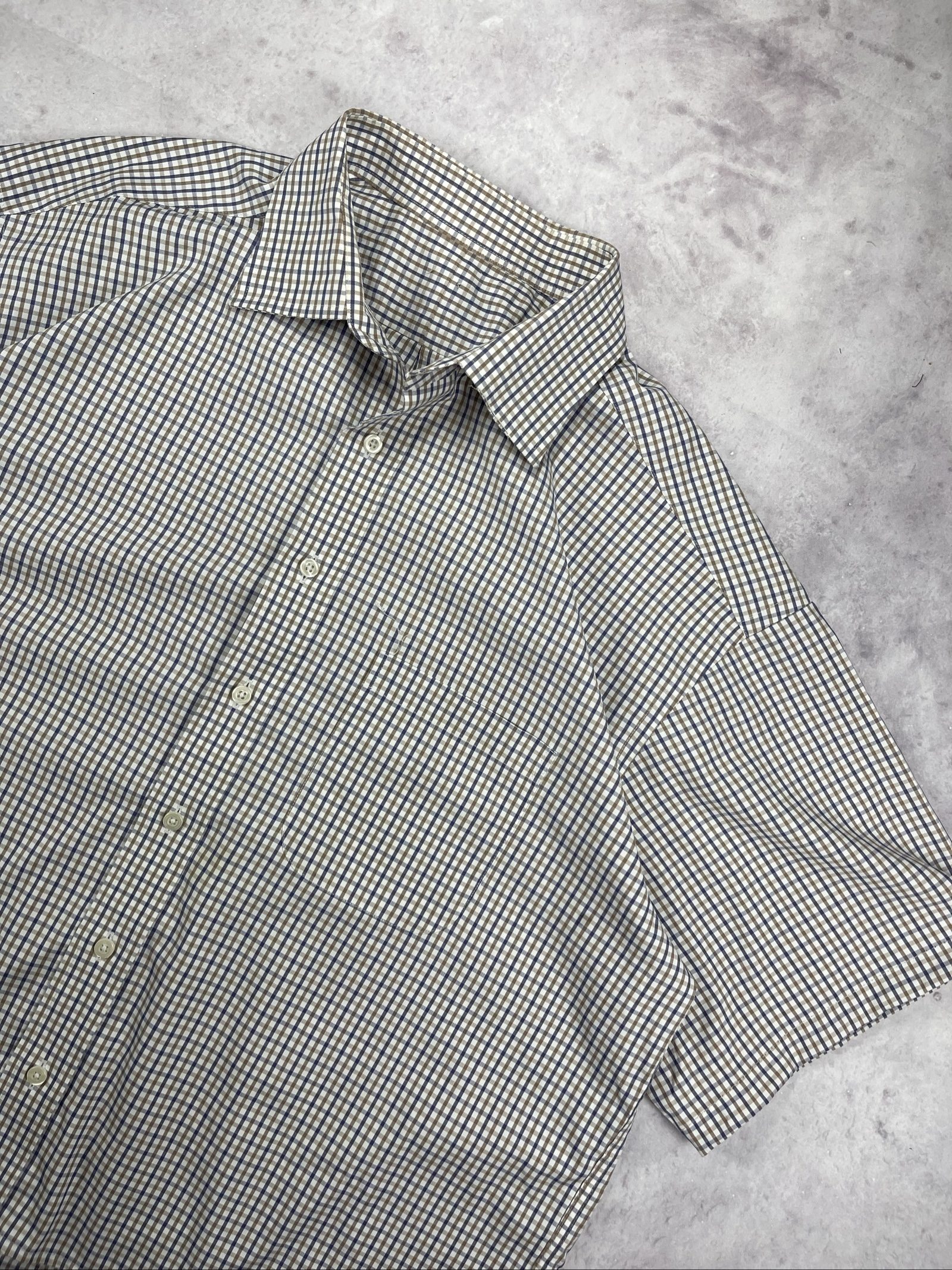 Vintage Checkered Short Sleeve Shirt Medium Cotton Blend image 3