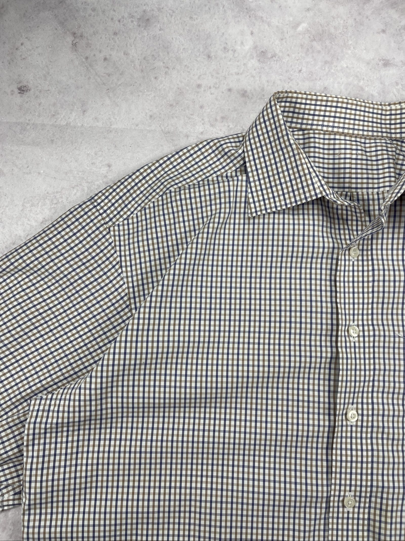 Vintage Checkered Short Sleeve Shirt Medium Cotton Blend image 4