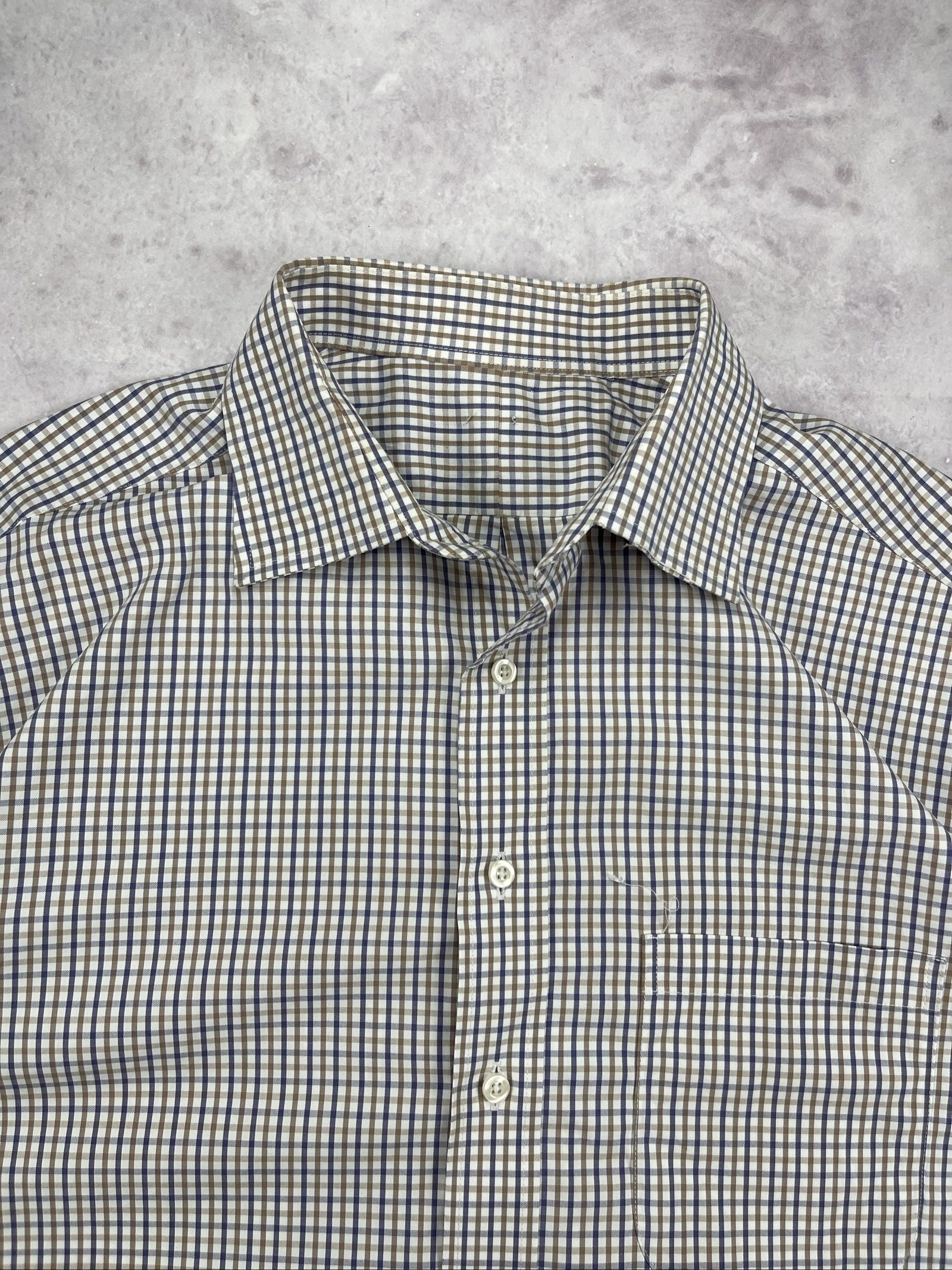 Vintage Checkered Short Sleeve Shirt Medium Cotton Blend image 5