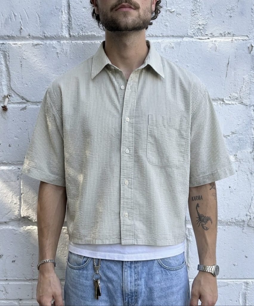 George Classics Men's Beige & White Striped Button-Up Shirt 2XL