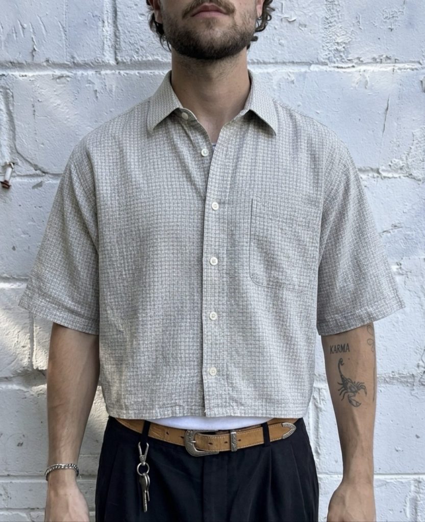 John W. Nordstrom Beige Patterned Short Sleeve Shirt Large Cotton