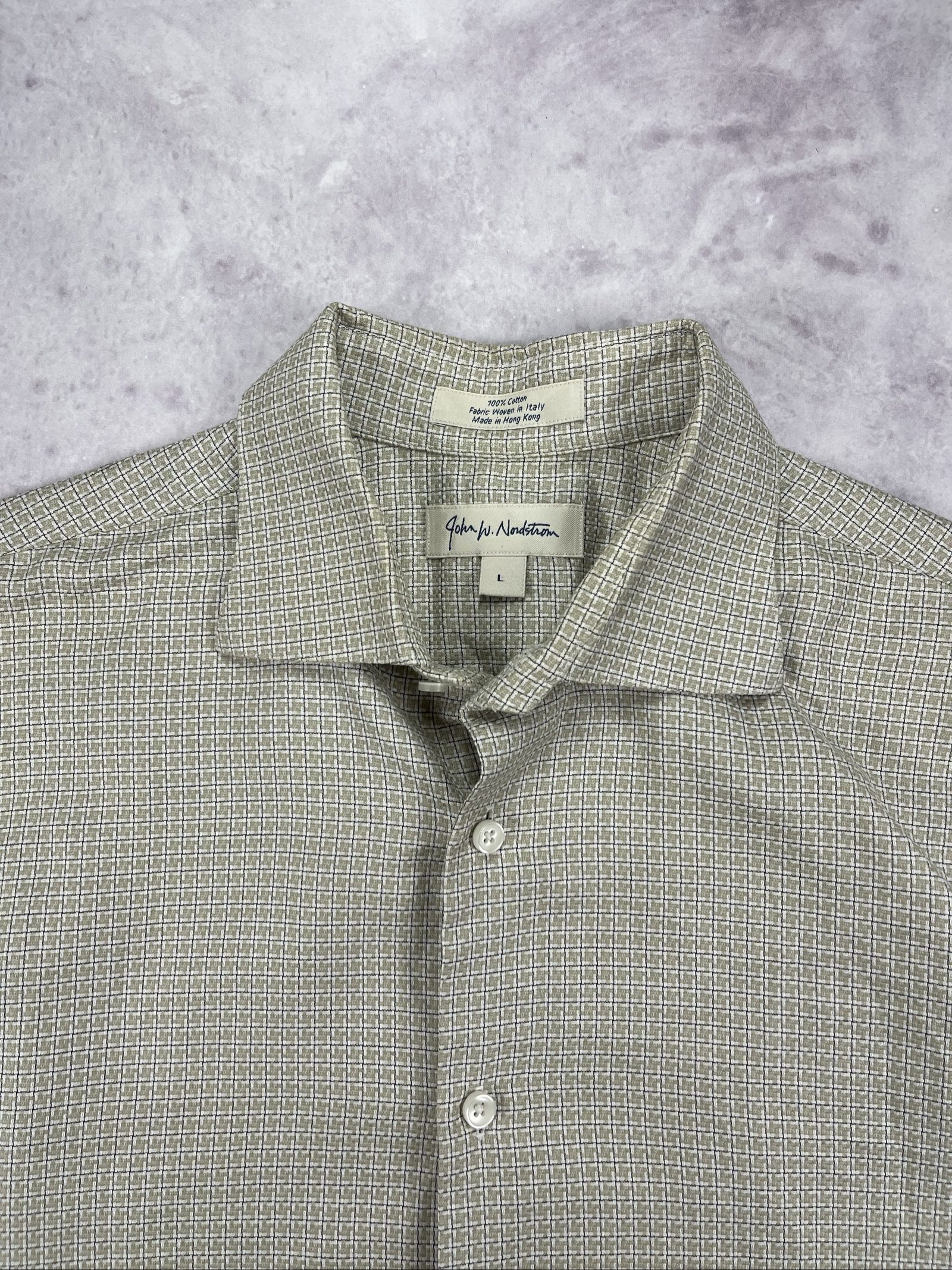 John W. Nordstrom Beige Patterned Short Sleeve Shirt Large Cotton image 4