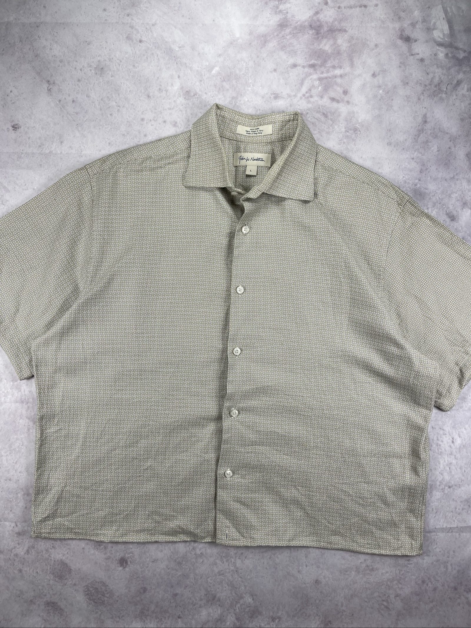 John W. Nordstrom Beige Patterned Short Sleeve Shirt Large Cotton image 5