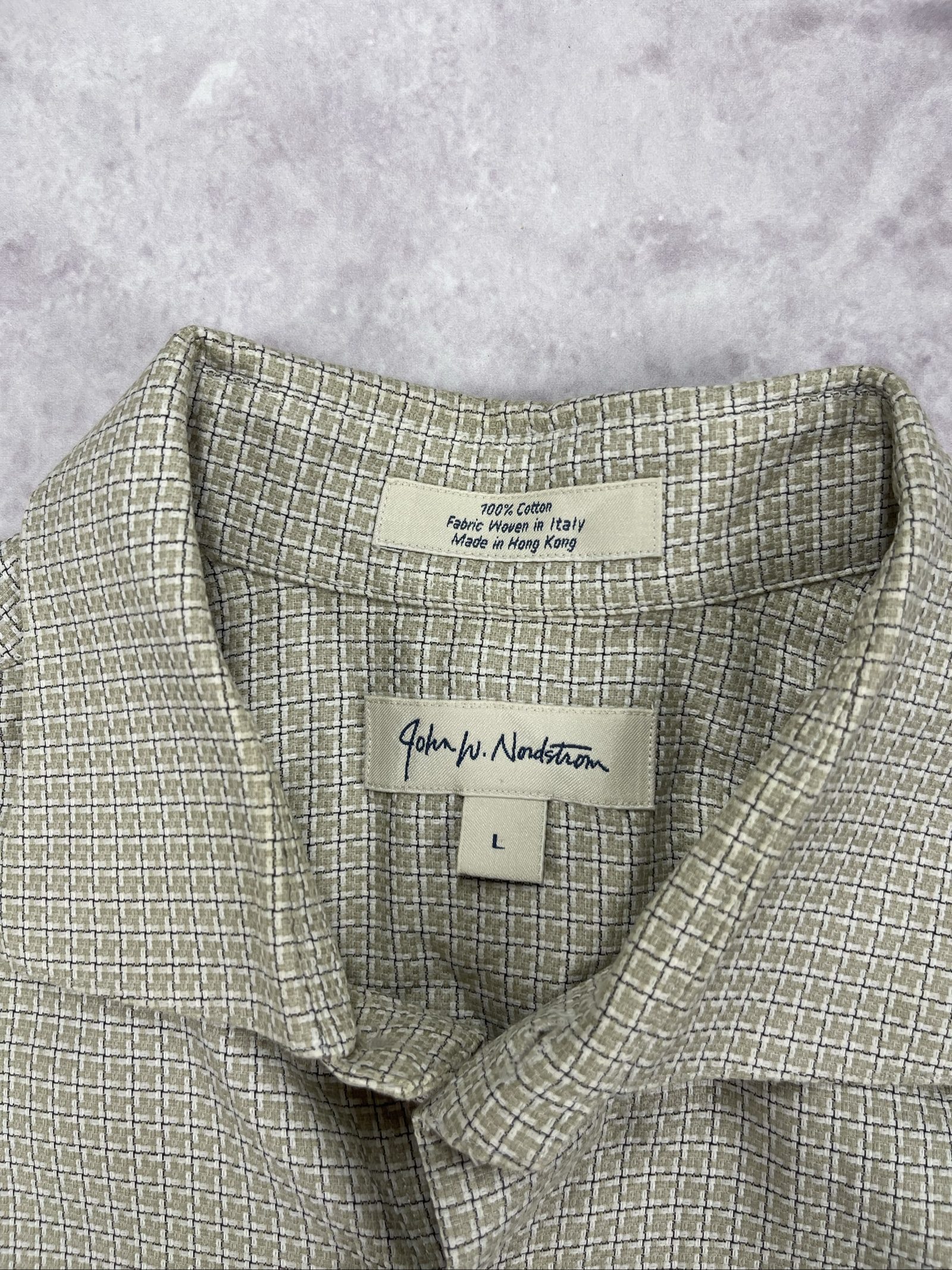 John W. Nordstrom Beige Patterned Short Sleeve Shirt Large Cotton image 6