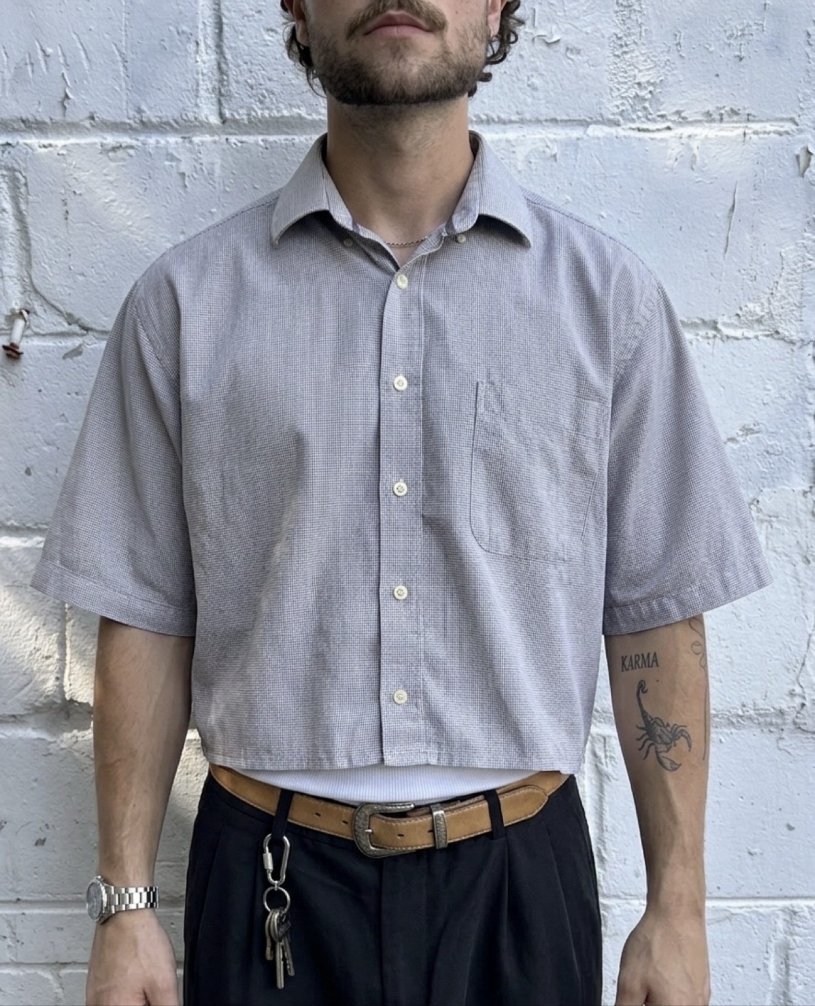 Hechter Men's Light Purple Patterned Non Iron Shirt Large