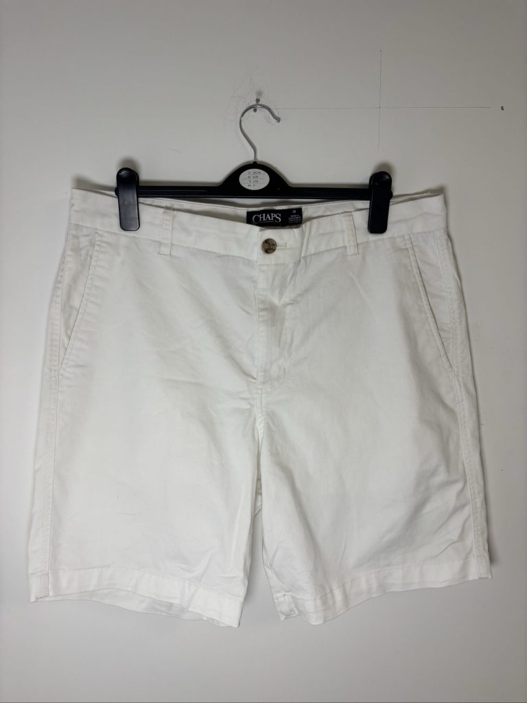 CHAPS Men's White Cotton Blend Chino Shorts 36