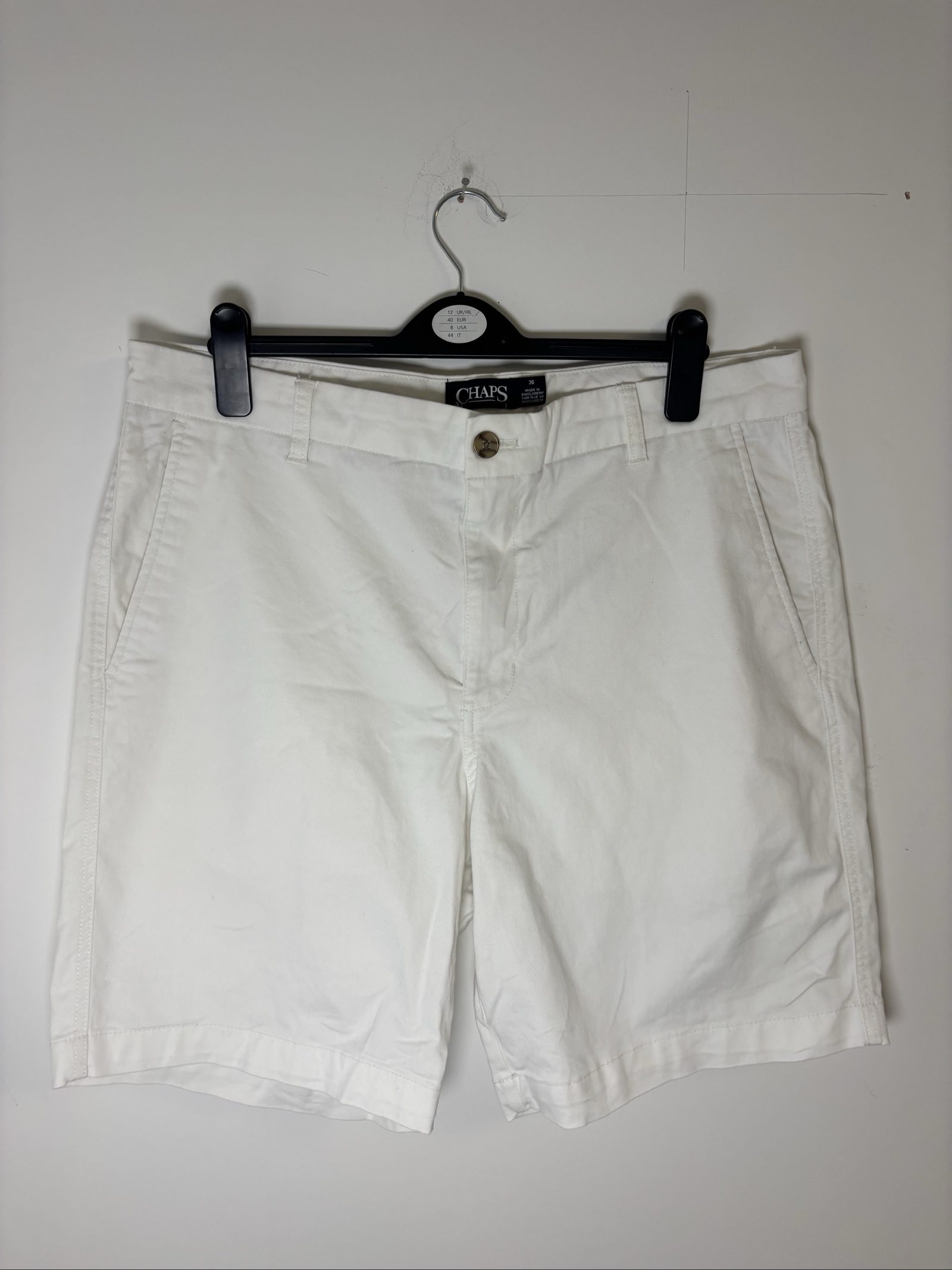 CHAPS Men's White Cotton Blend Chino Shorts 36