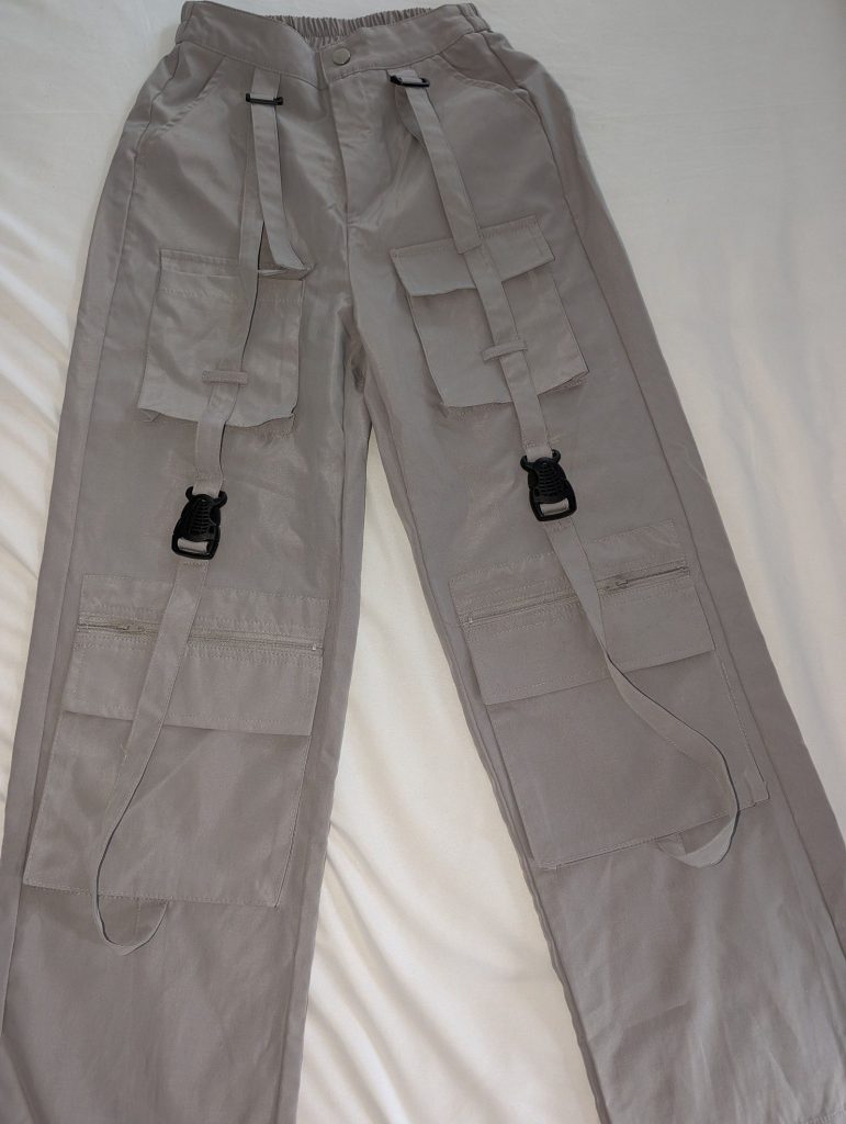 Temu Grey Cargo Trousers XS Utility Straps