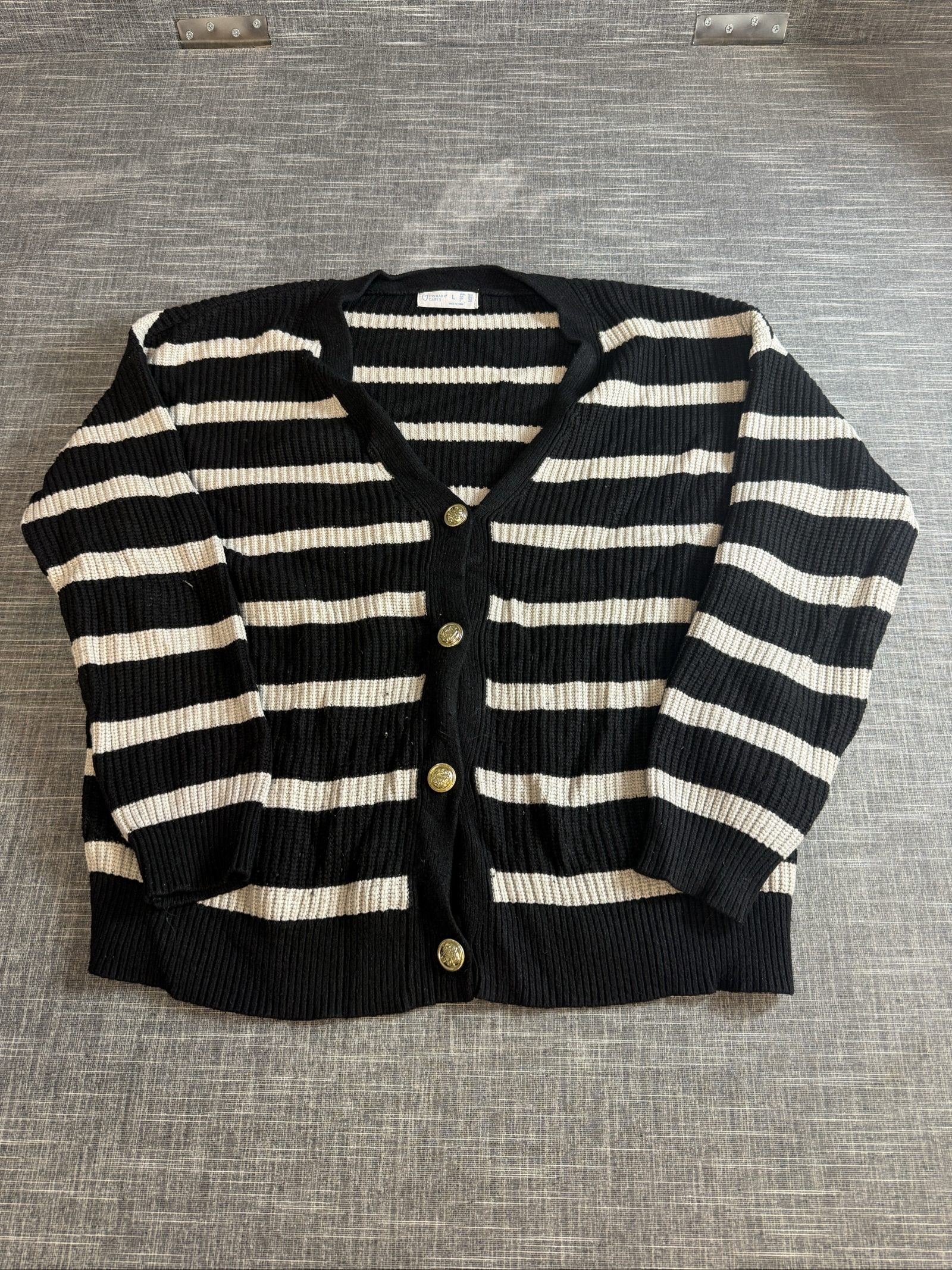 Primark Cares Women’s Black & White Striped Button Cardigan Large