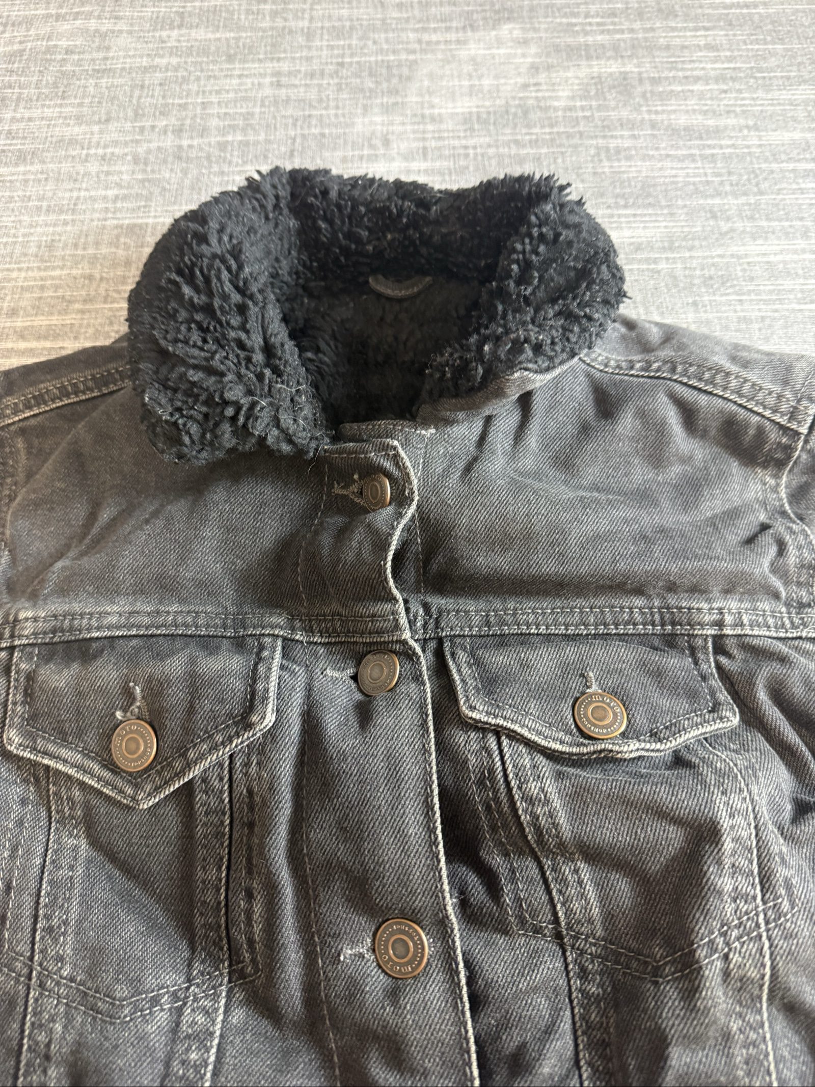 Topshop Women’s Black Denim Sherpa Lined Jacket UK 6 Euro 34 US 2 image 2