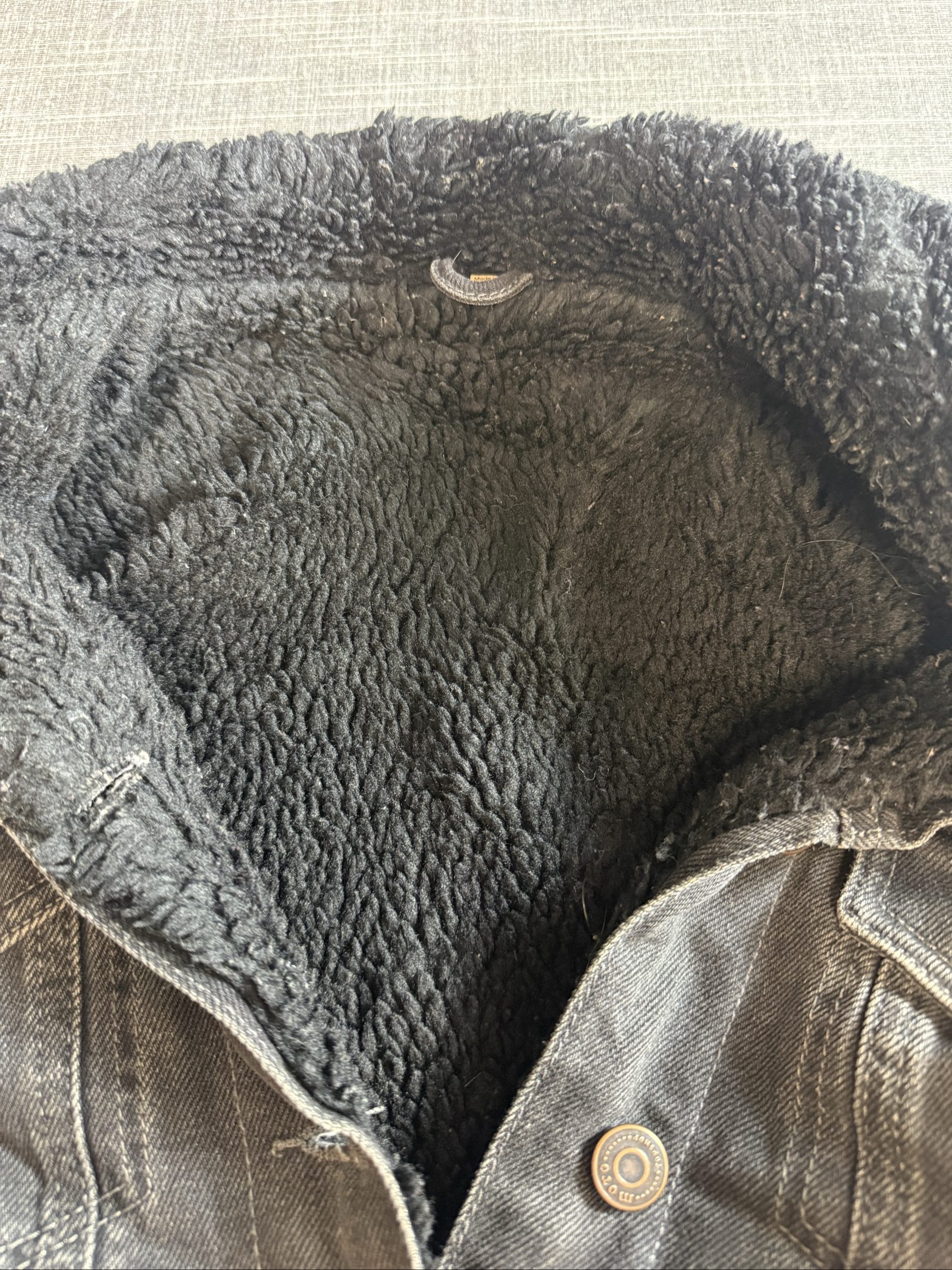 Topshop Women’s Black Denim Sherpa Lined Jacket UK 6 Euro 34 US 2 image 5