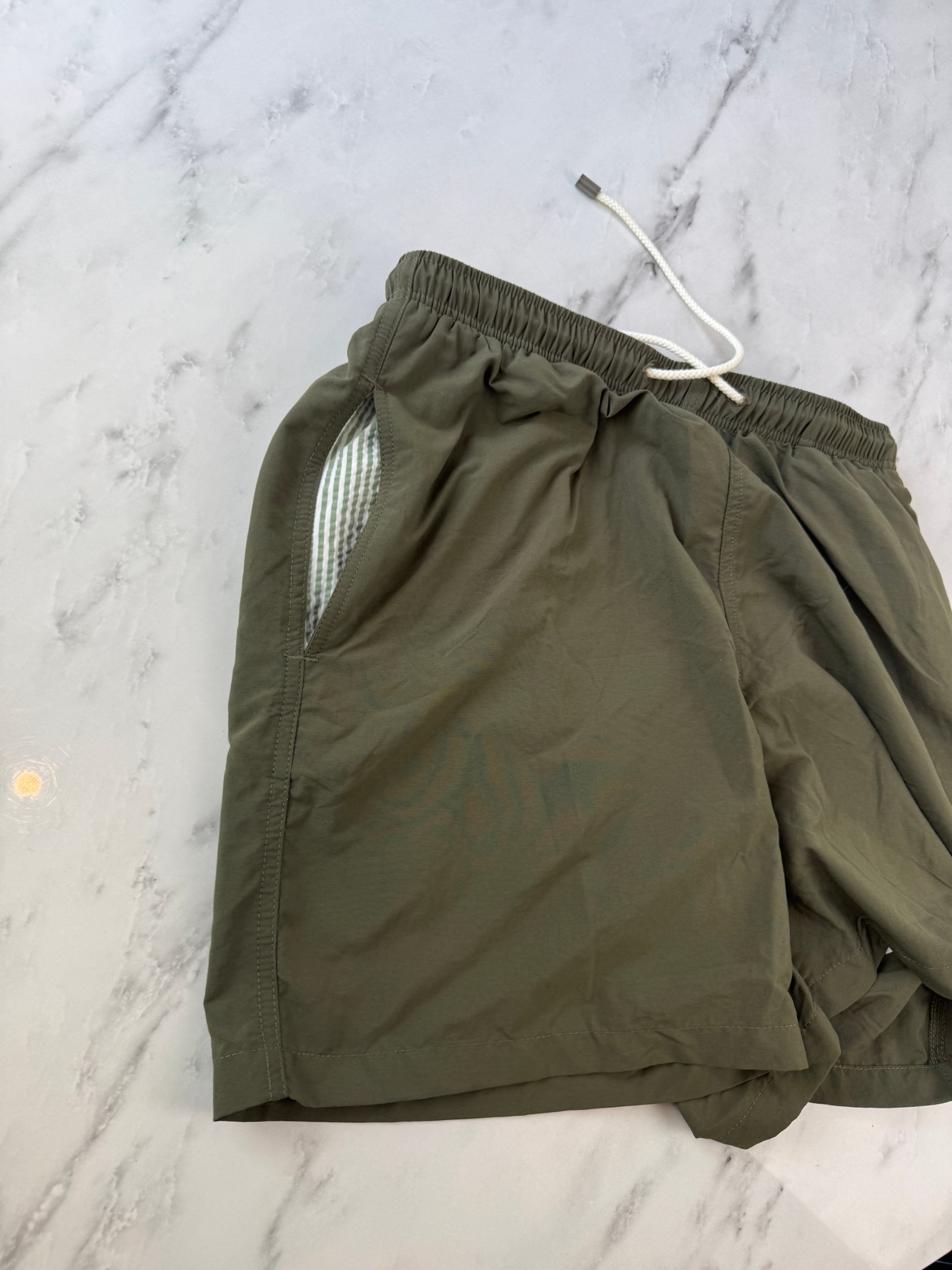 Solid & Striped Olive Green Swim Shorts Men's Small Drawstring Pocket image 4