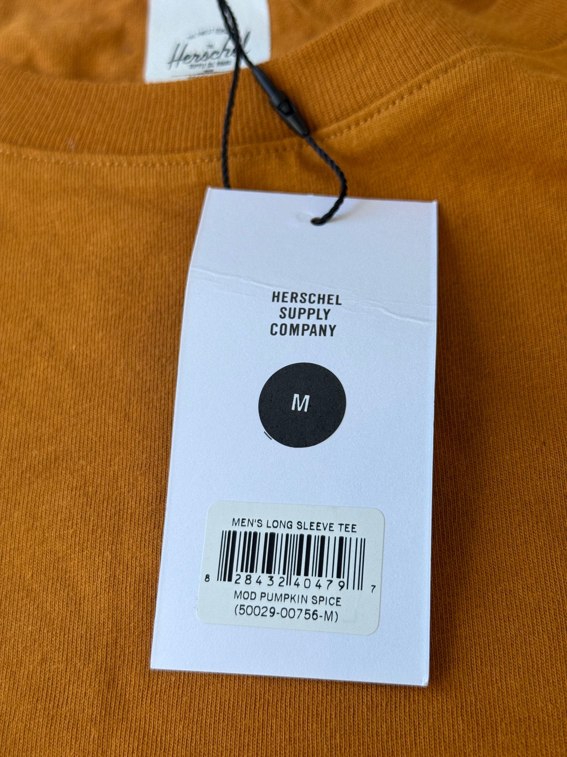 Herschel Men's Pumpkin Spice Long Sleeve Tee Medium Mustard New with Tags image 3