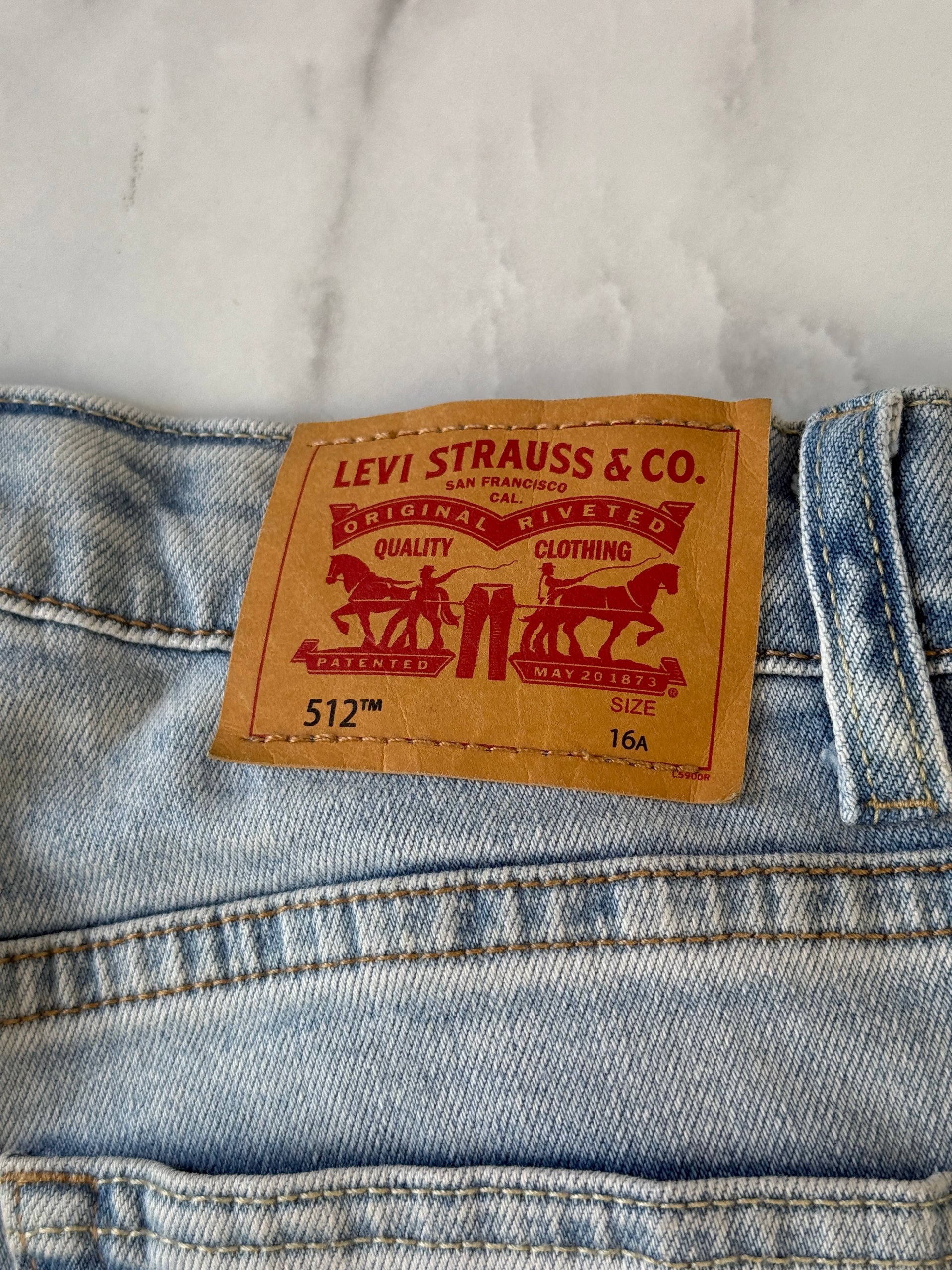 Levi's 512 Slim Taper Light Blue Stretch Denim Jeans Kids Size 16A Excellent image 3