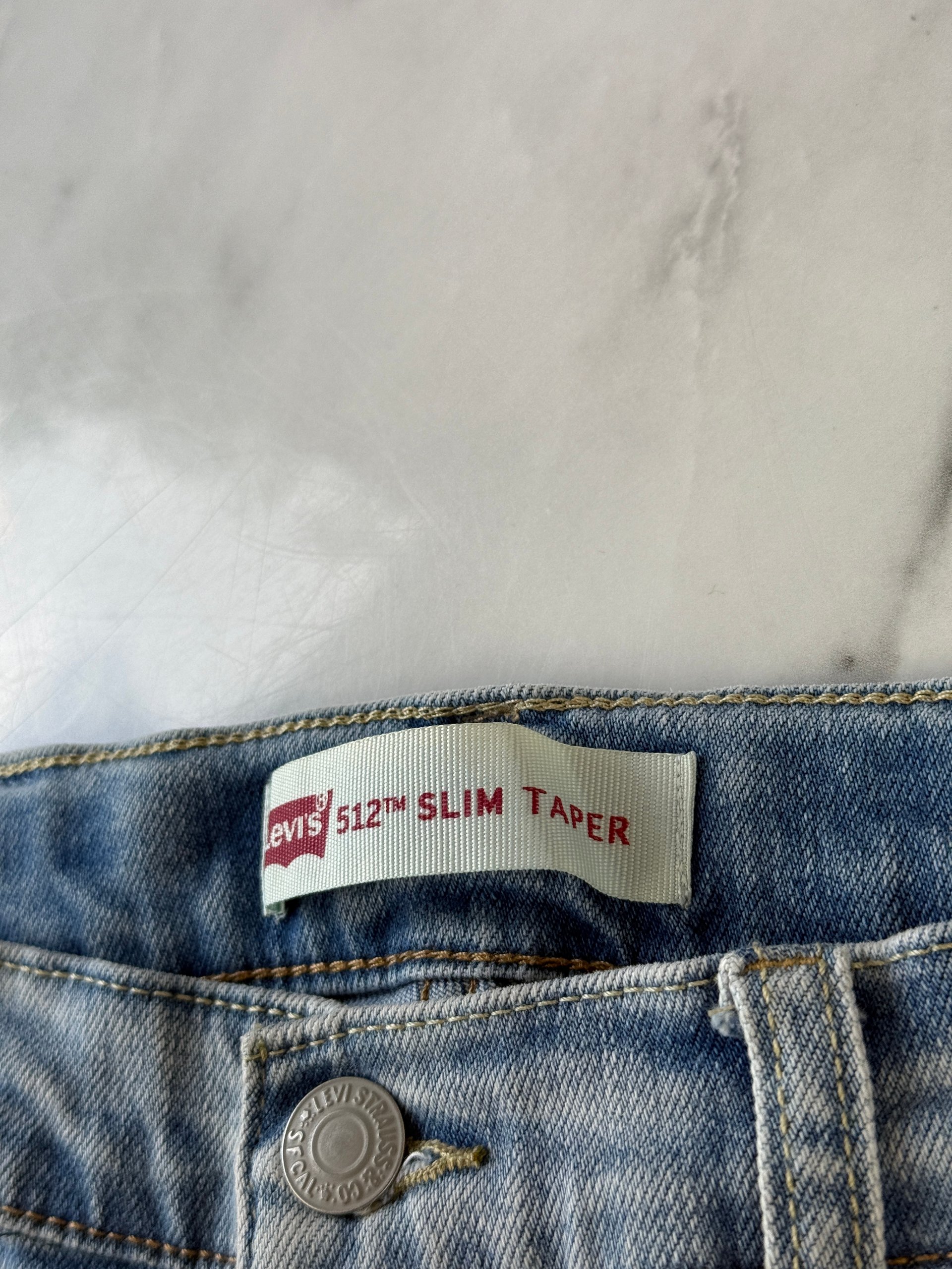 Levi's 512 Slim Taper Light Blue Stretch Denim Jeans Kids Size 16A Excellent image 5