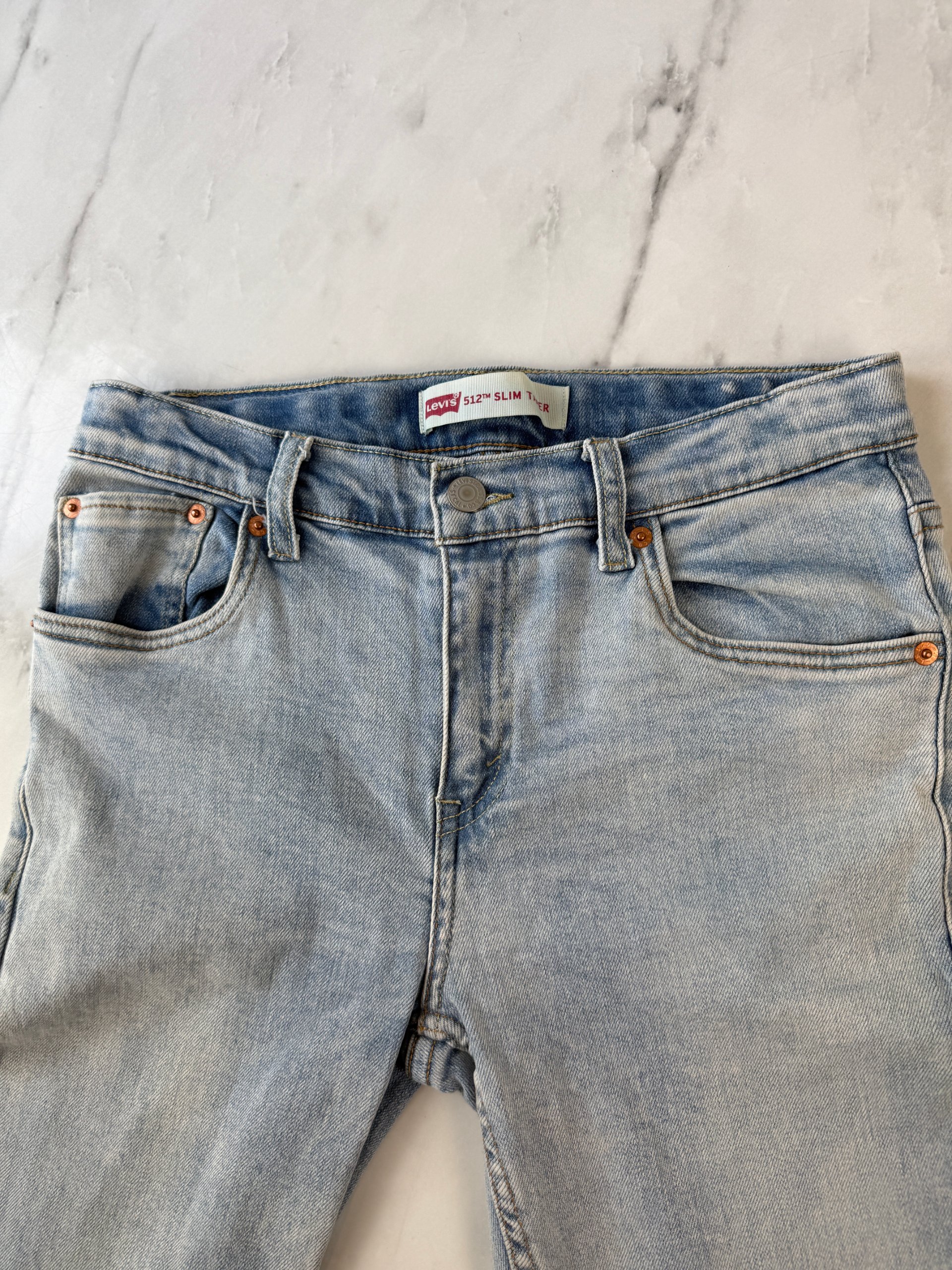 Levi's 512 Slim Taper Light Blue Stretch Denim Jeans Kids Size 16A Excellent image 6