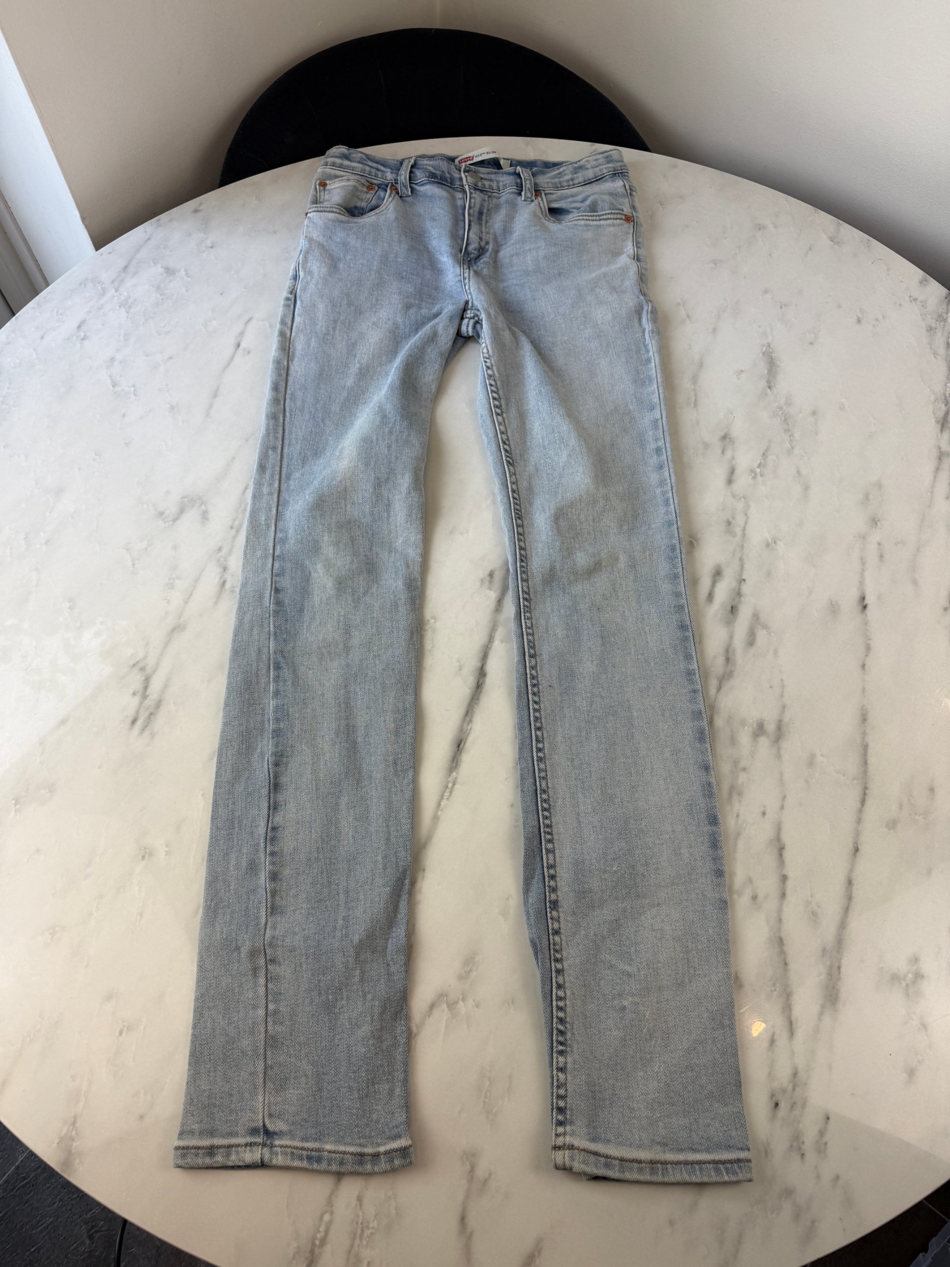 Levi's 512 Slim Taper Light Blue Stretch Denim Jeans Kids Size 16A Excellent image 7