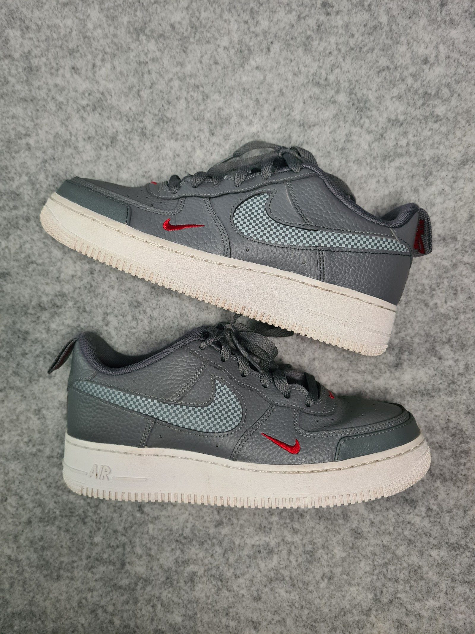 Nike Air Force 1 LV8 Smoke Grey/Red Low Top Trainers Men UK 5.5