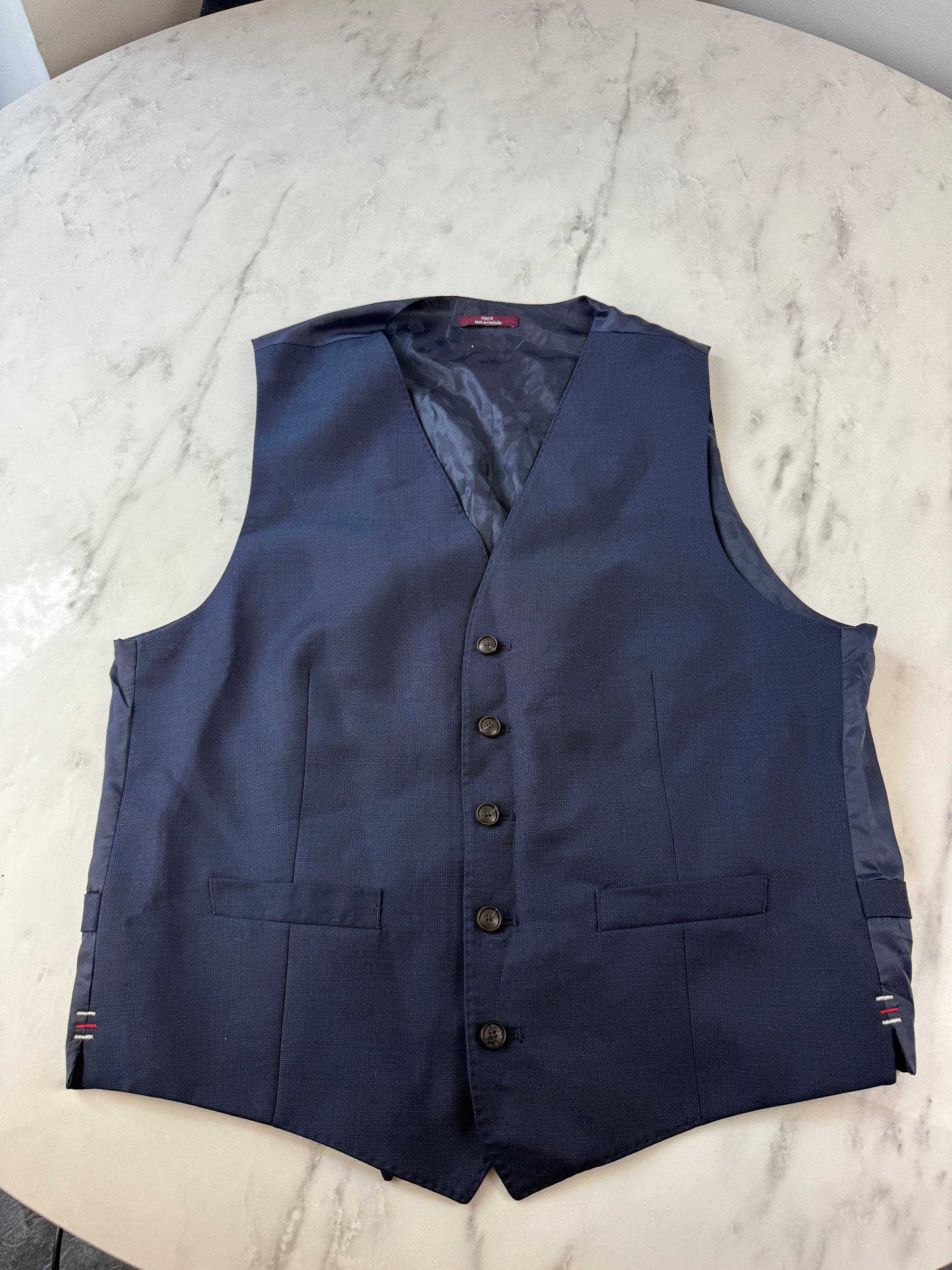 M&S Navy Blue Men's Wool Waistcoat Medium Regular Fit Classic Style NEW