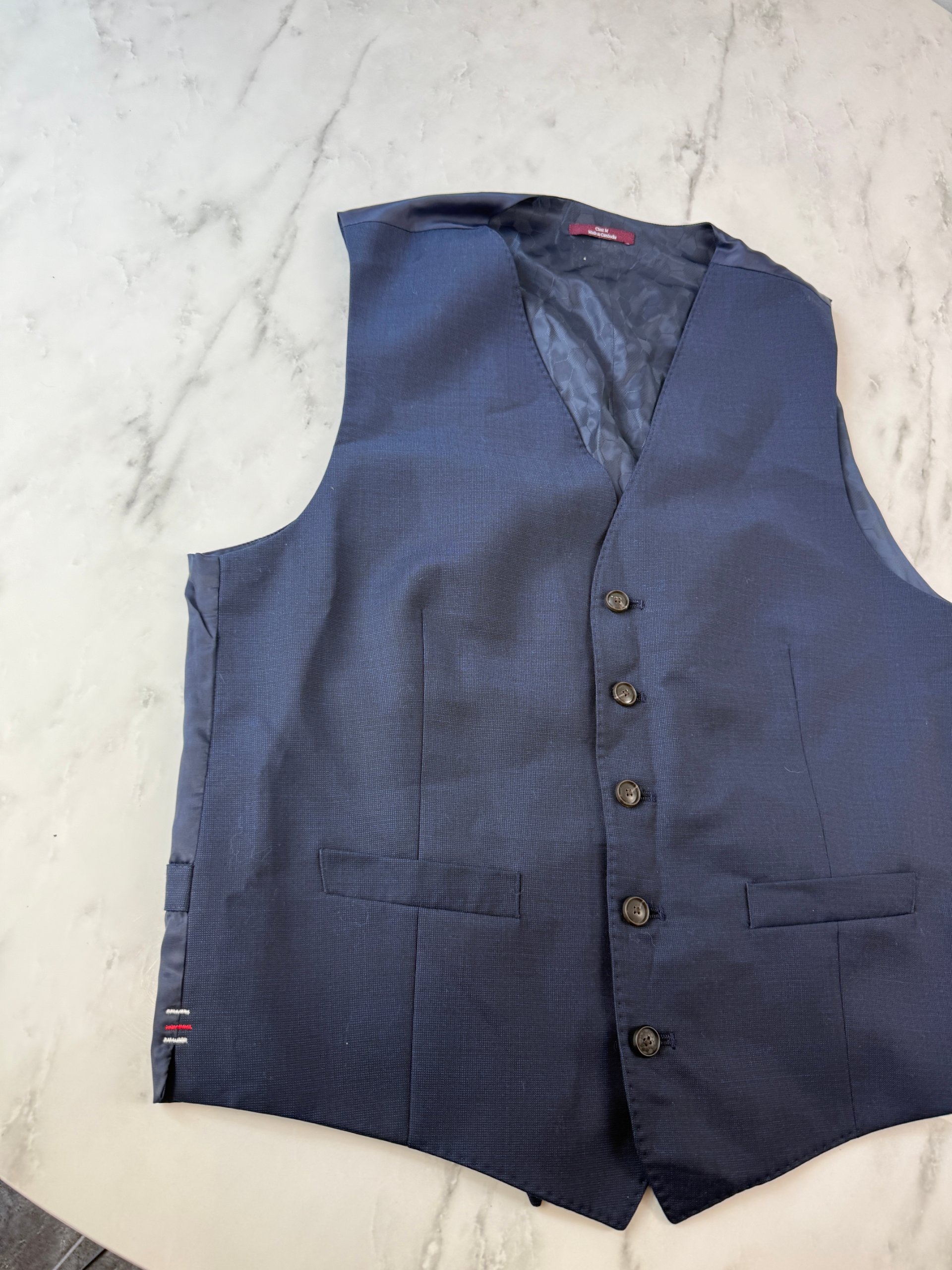 M&S Navy Blue Men's Wool Waistcoat Medium Regular Fit Classic Style NEW image 3