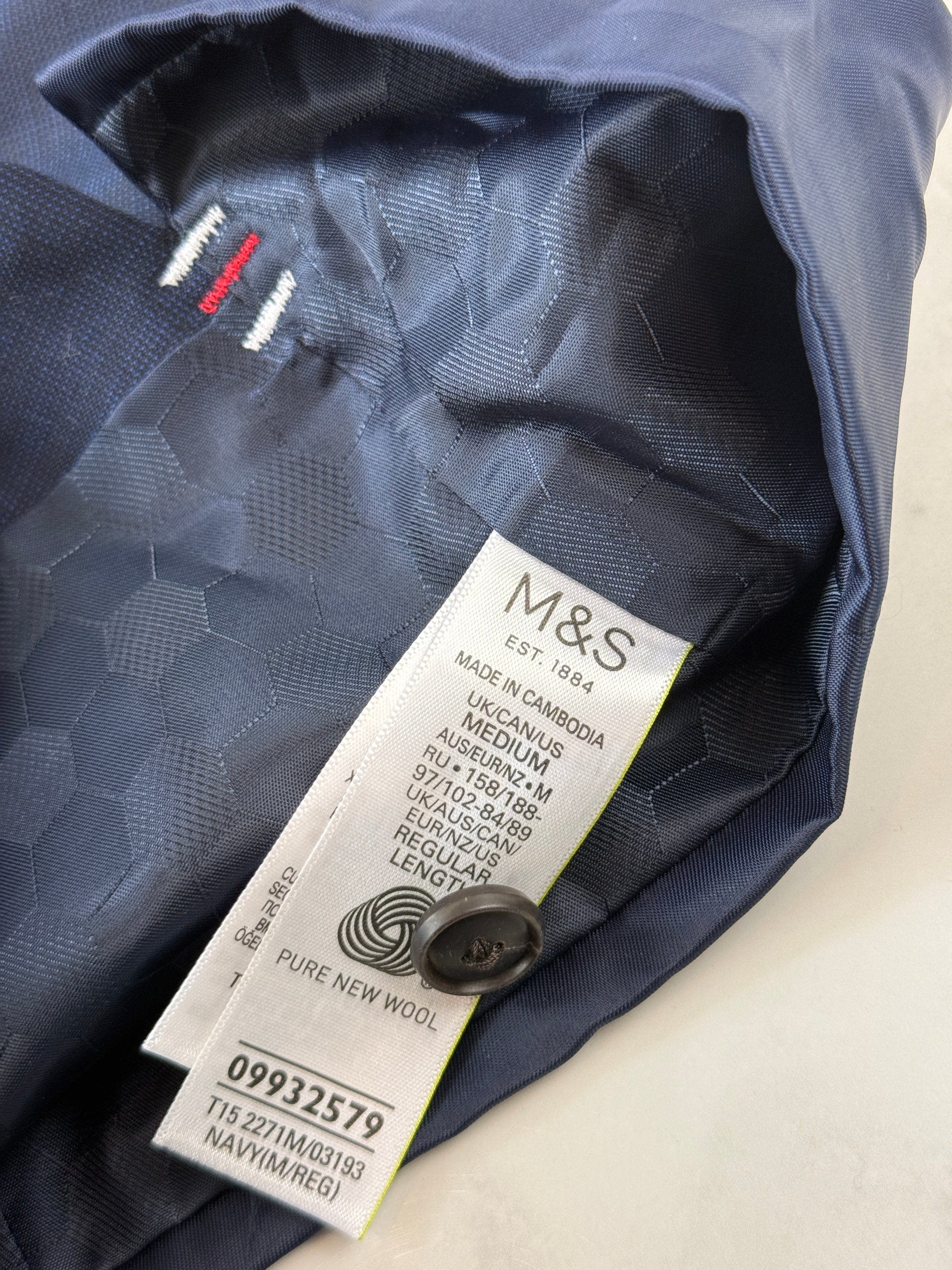 M&S Navy Blue Men's Wool Waistcoat Medium Regular Fit Classic Style NEW image 5