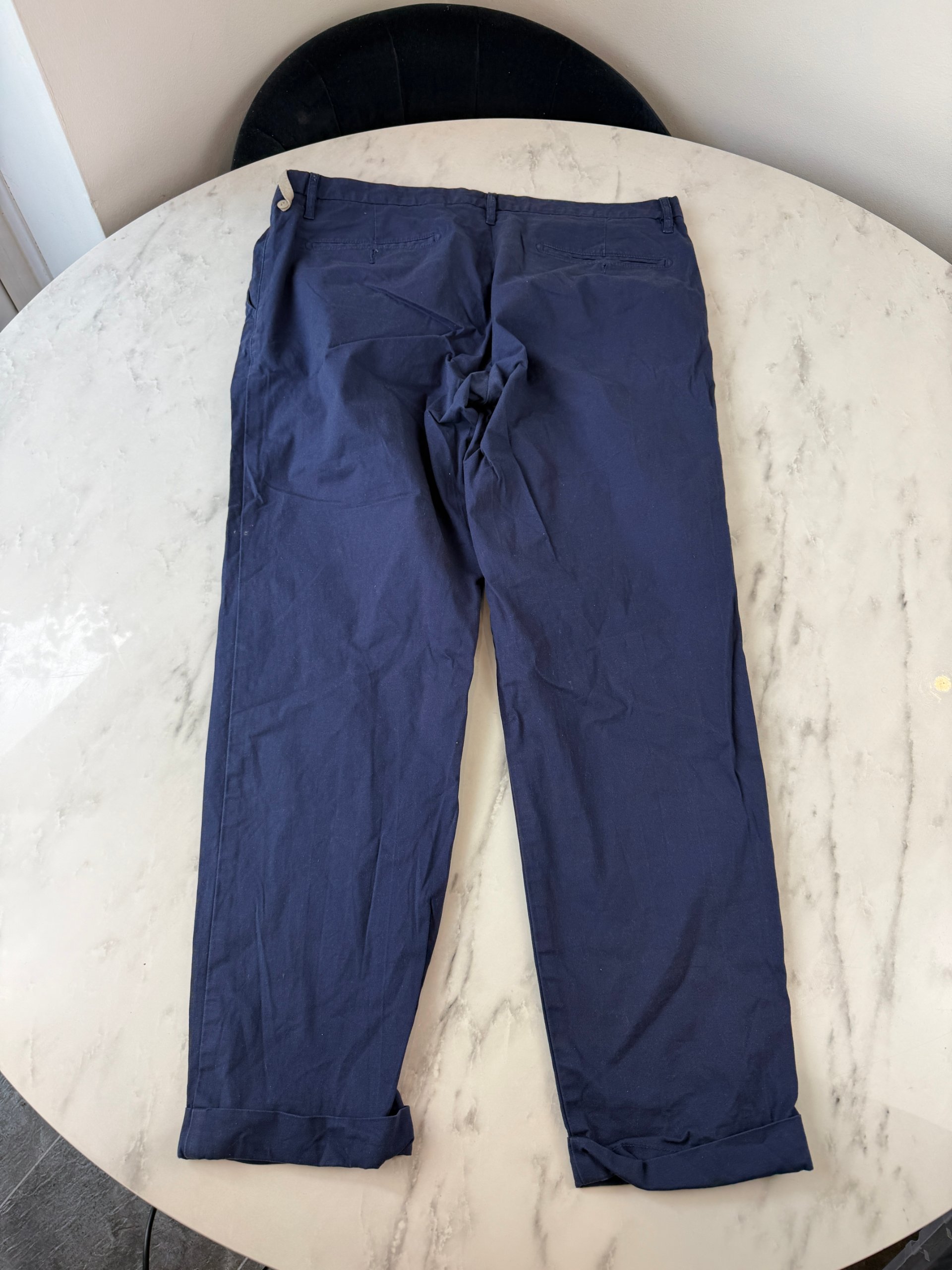 DKNY Navy Cotton Blend Chinos Men's 36R Stretch Slim Fit Casual Trousers