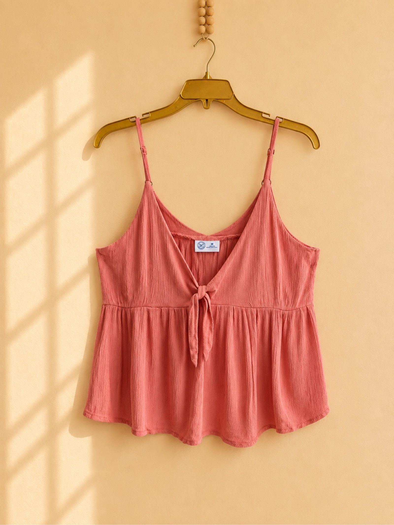 Hurley Y2K Aesthetic Cotton Crinkle Gauze Babydoll Tie Cami Top Size M