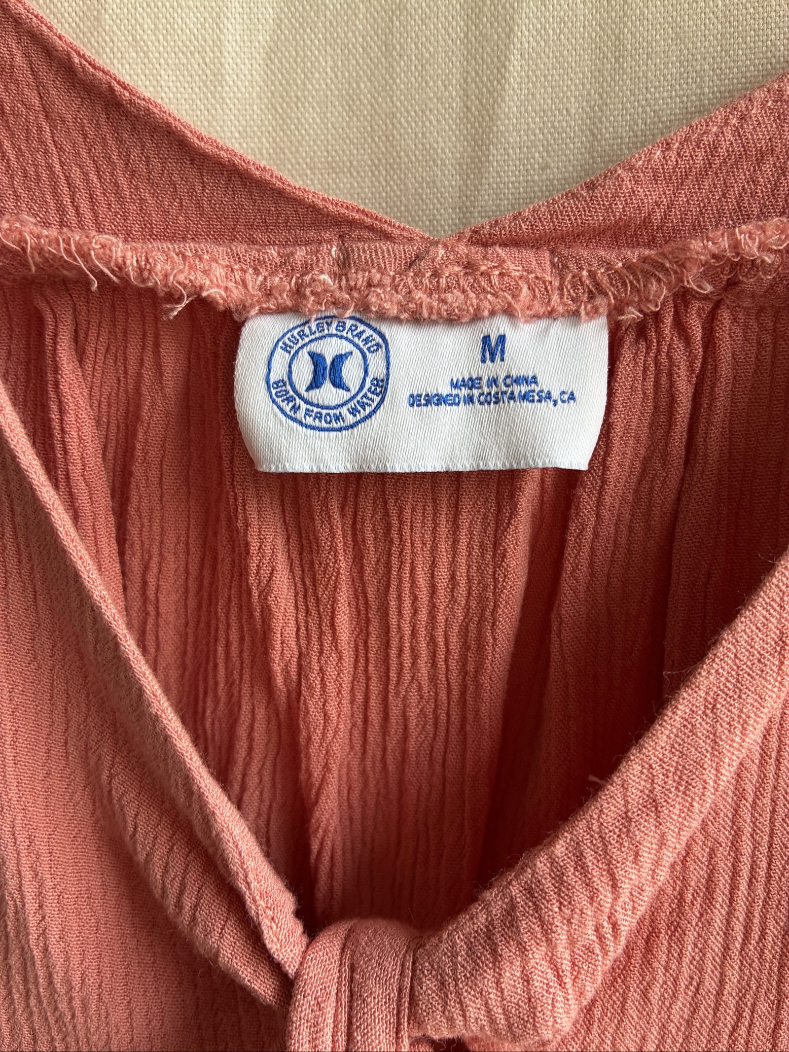Hurley Y2K Aesthetic Cotton Crinkle Gauze Babydoll Tie Cami Top Size M image 2