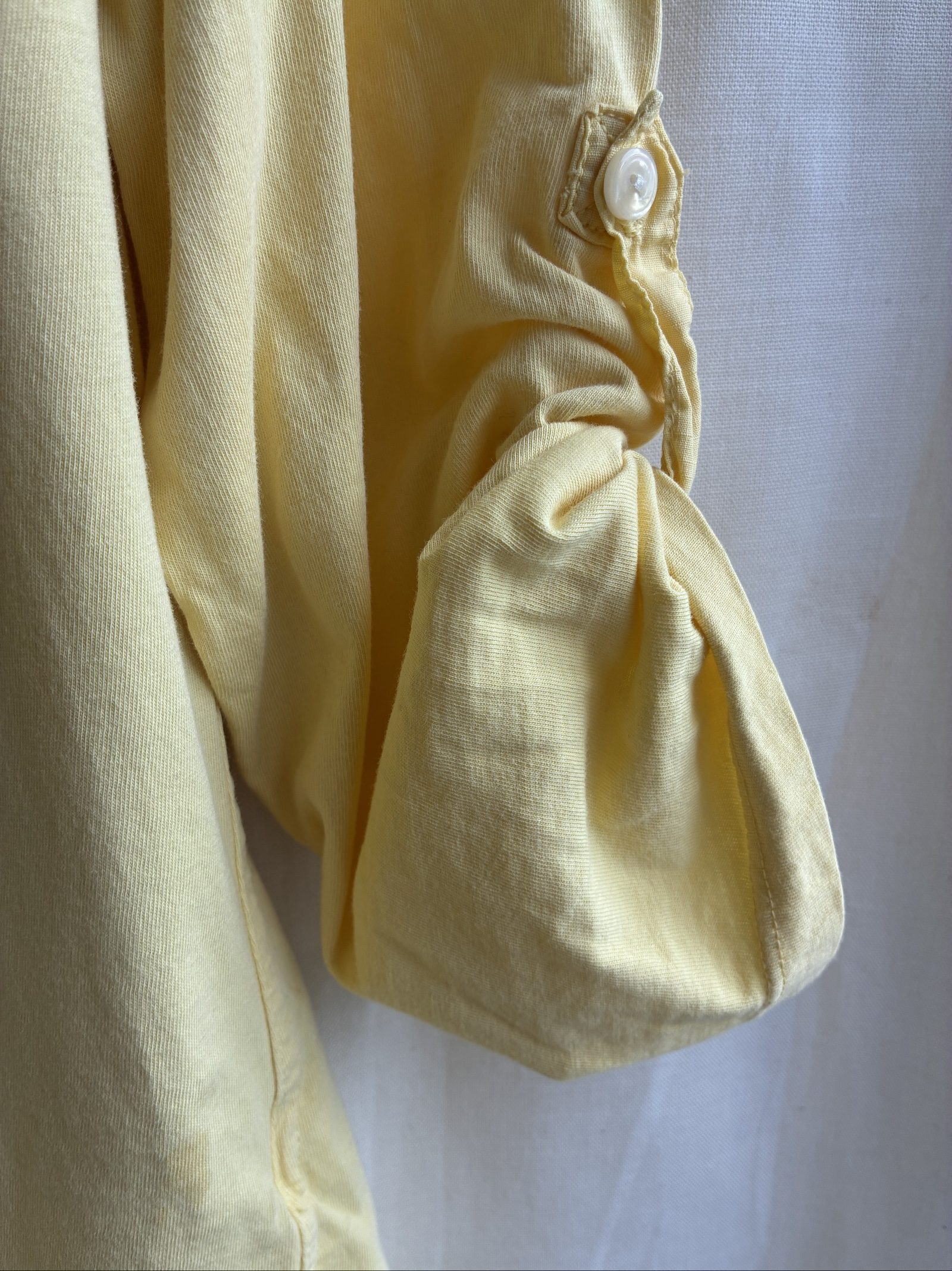 L.L.Bean Yellow Smocked Front Henley Top 3/4 Sleeve 100% Cotton Size Large image 5