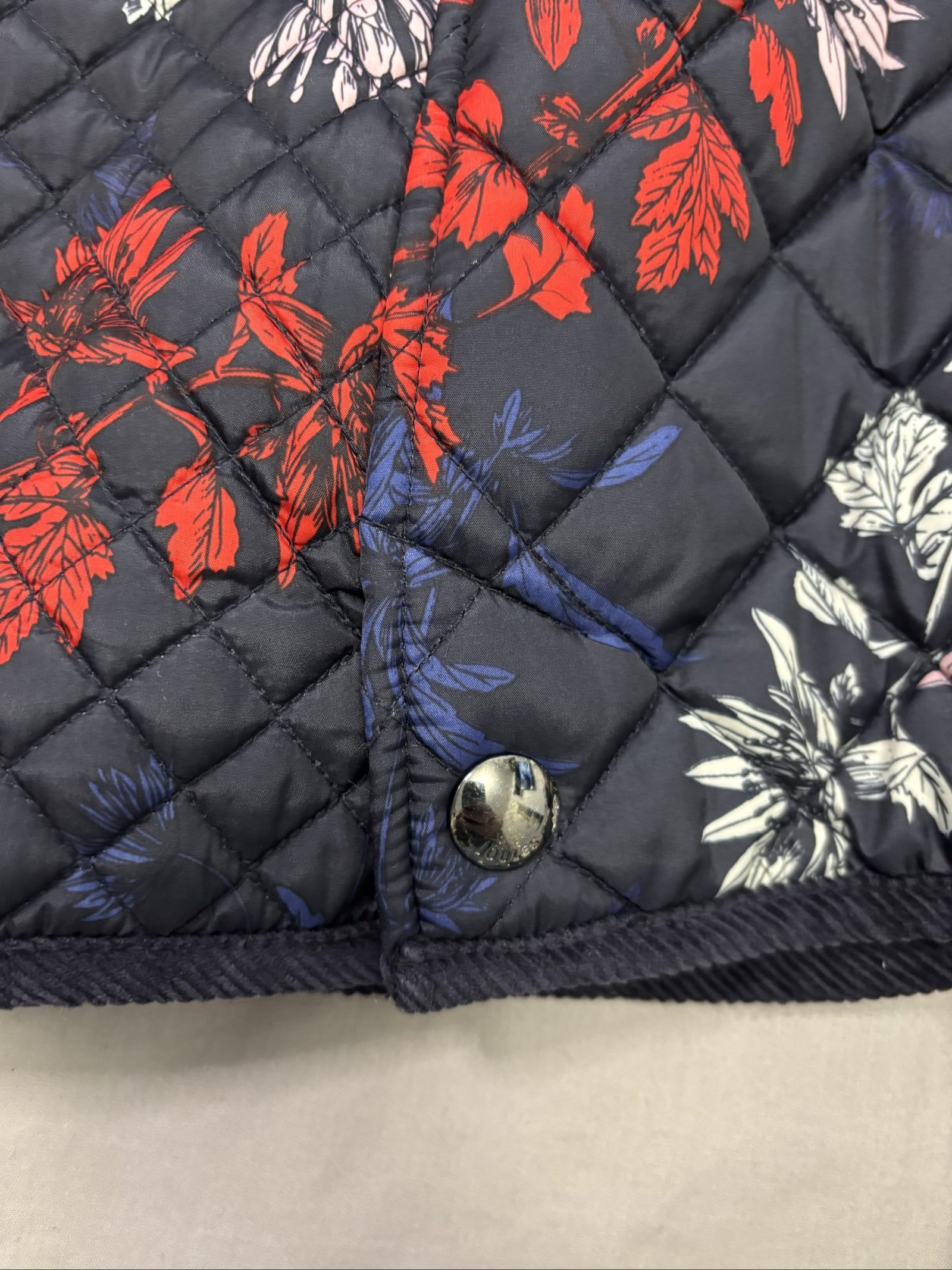 Joules Navy Multi Floral Quilted Jacket Medium Women's image 5