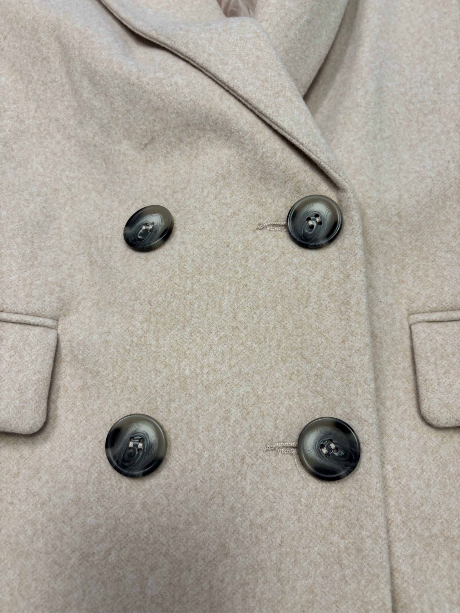 River Island Women's Light Pink Wool Blend Puff Sleeve Coat UK 14 image 2